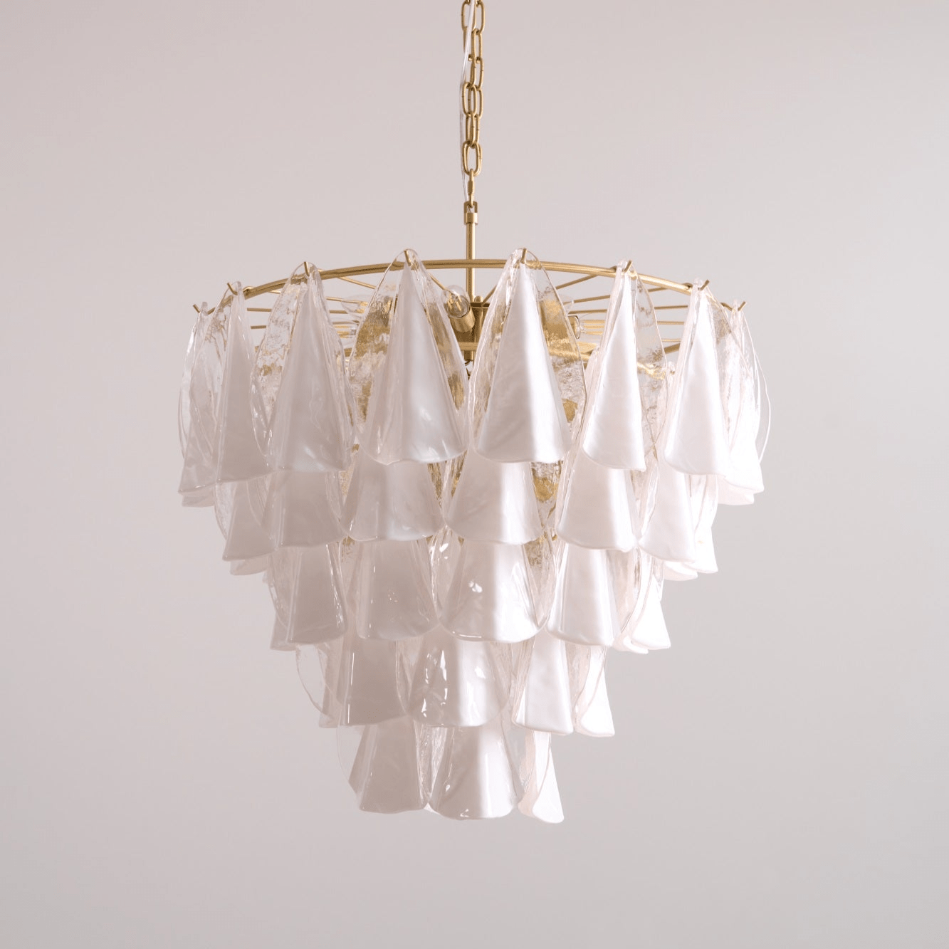 Aurora Chandelier White Leaf Glass Layered Modern - Neutralighting