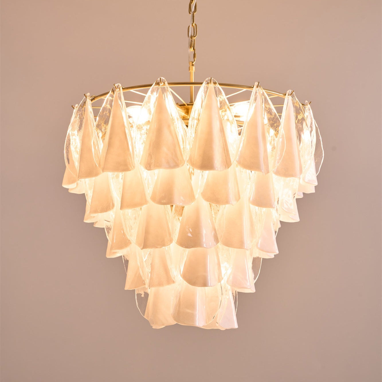 Aurora Chandelier White Leaf Glass Layered Modern - Neutralighting