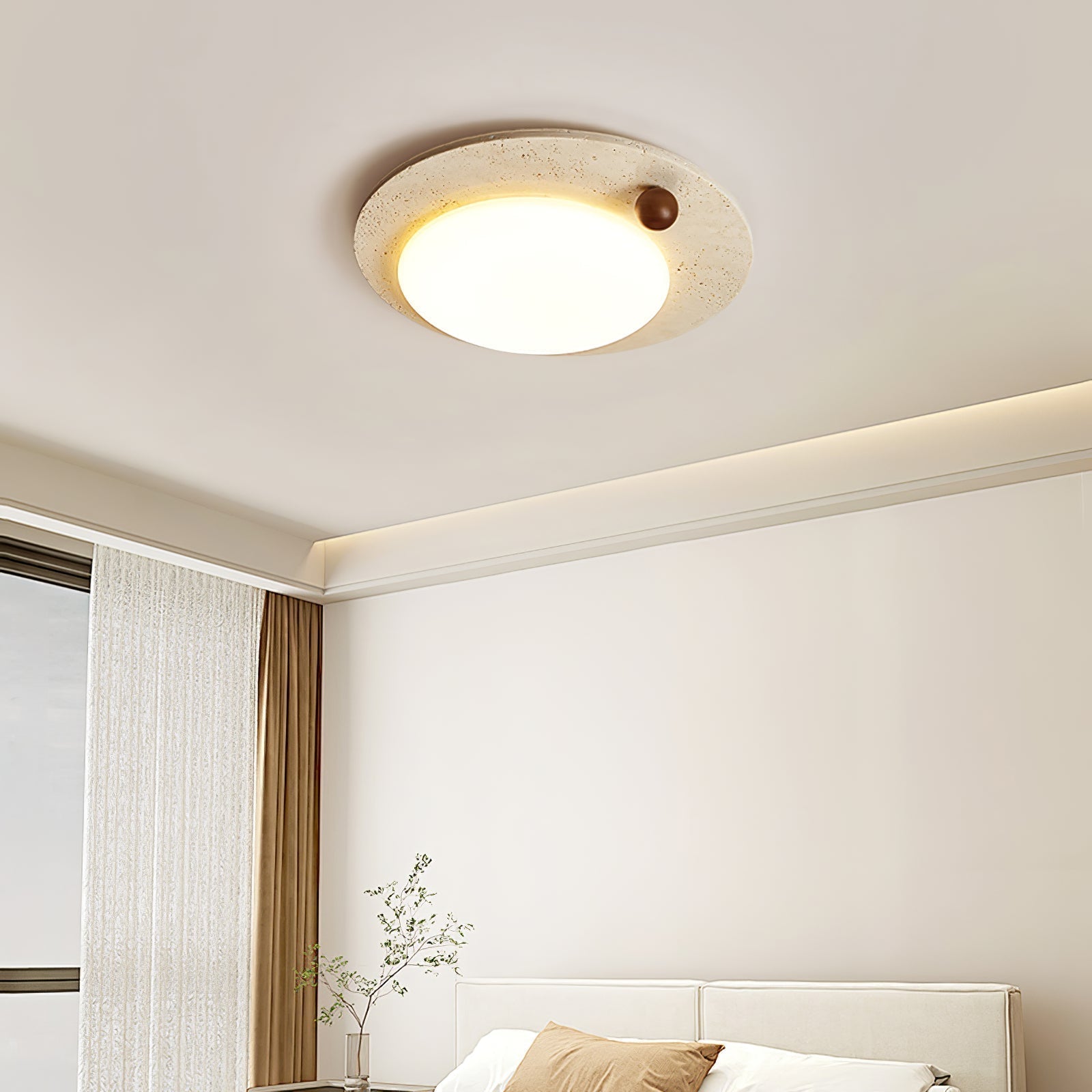 Circular Travertine Ceiling Light - Neutralighting
