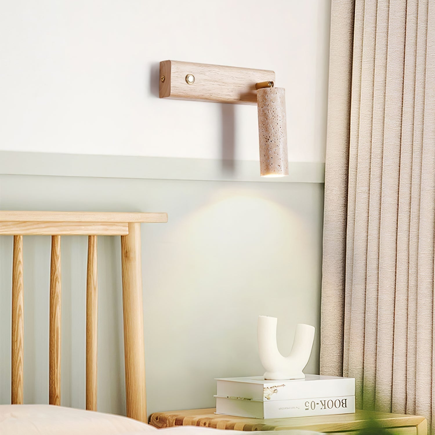 Ornoria Cylindrical Travertine Wall Light SpotLight - Neutralighting