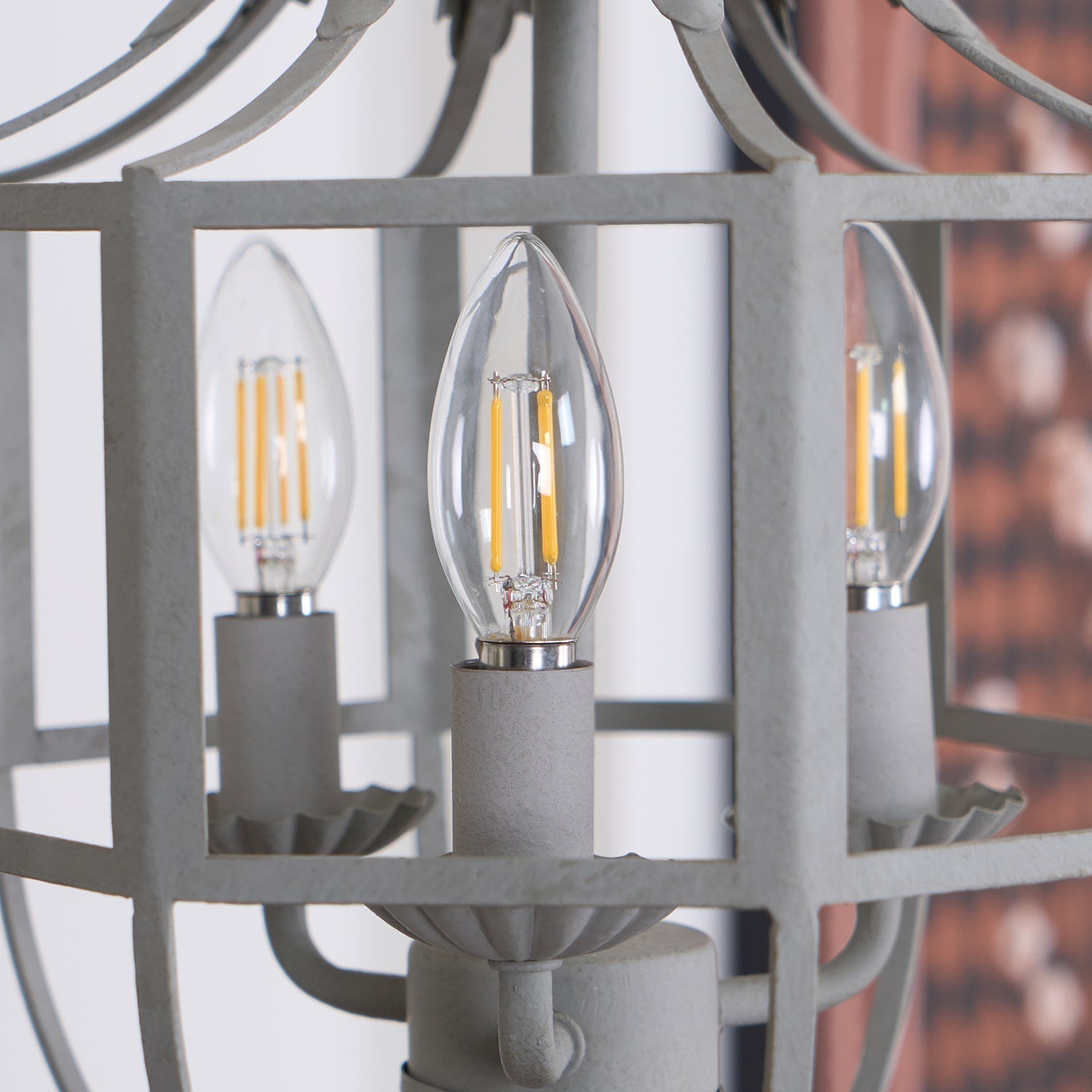 Lustra Kronleuchter Retro Käfig Grau Kerze-Letslighting