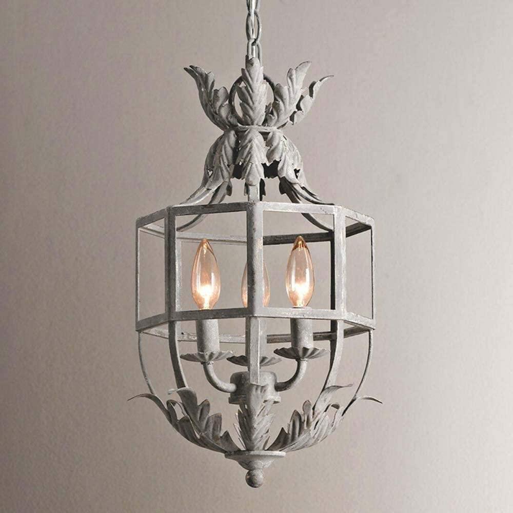 Lustra Kronleuchter Retro Käfig Grau Kerze-Letslighting