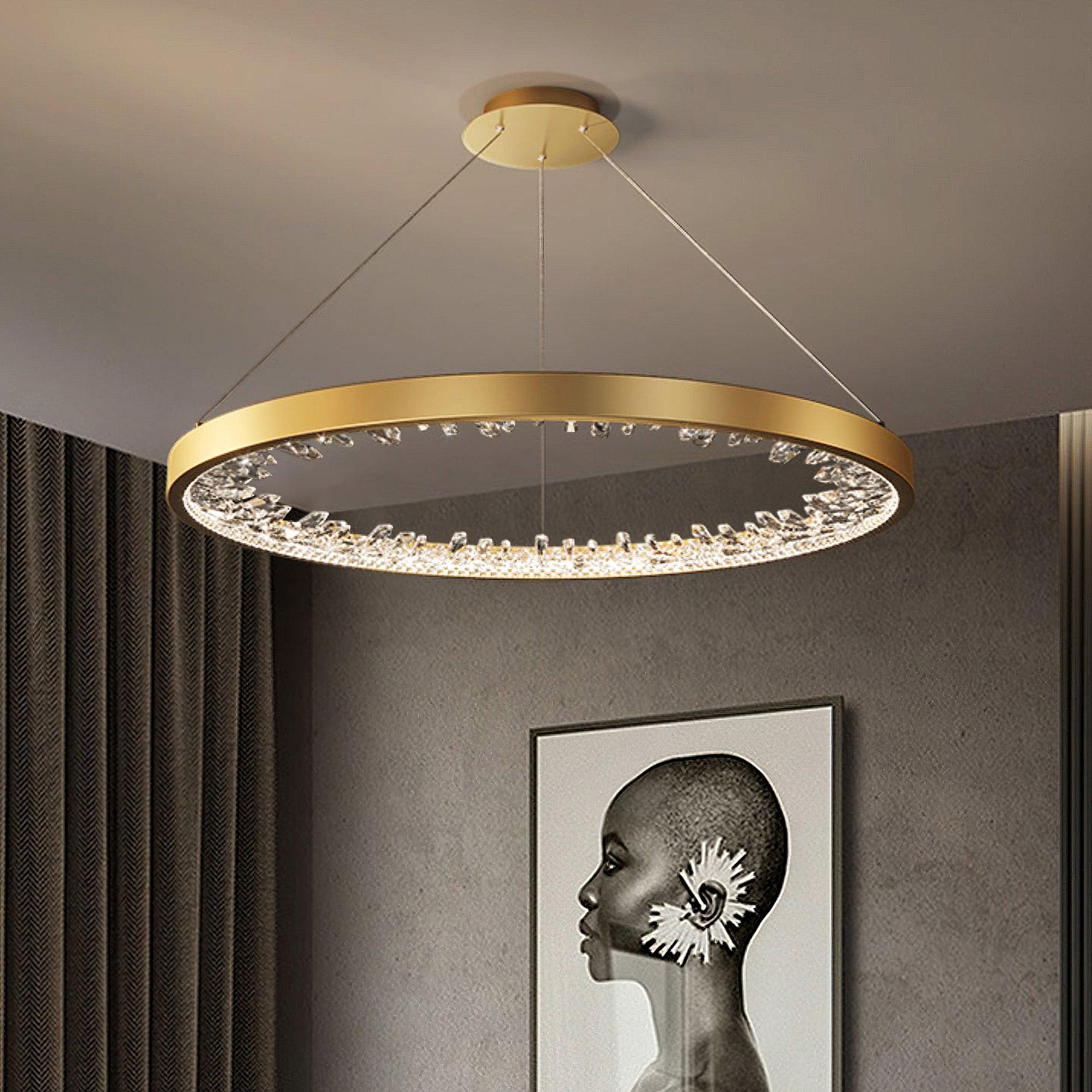 Lustra Kronleuchter Kreis Kristall Gold Ring Elegant-Letslighting