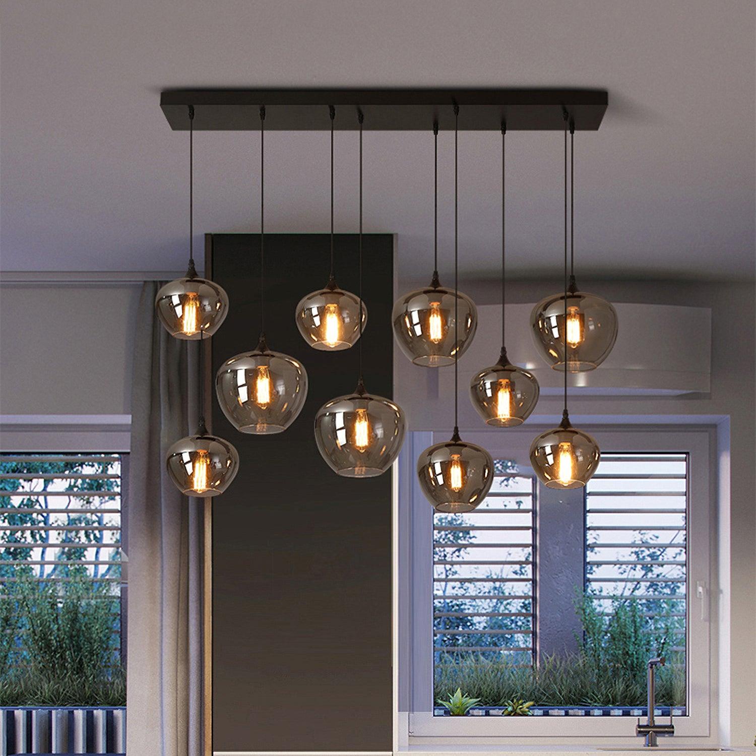 June Minimalistische Flaschen-Glas-Pendelleuchte in Rauchgrau