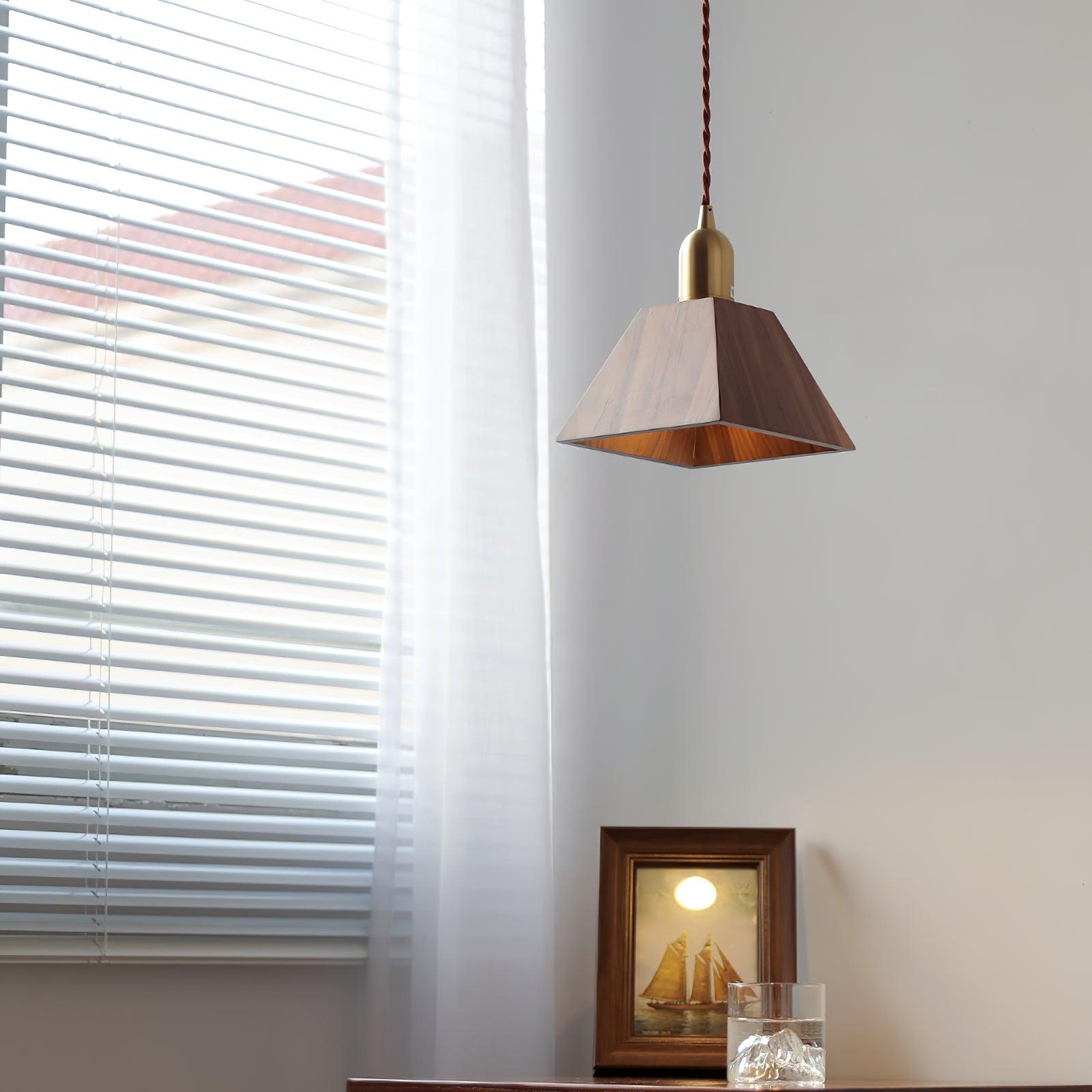 Lustra Pendelleuchte Nussbaum Messing Modern-Letslighting