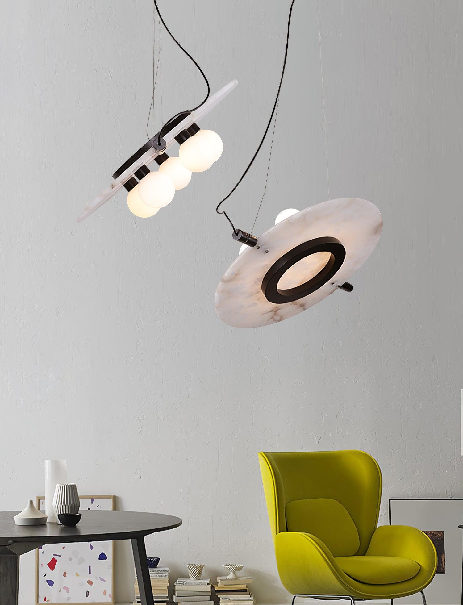 Imirila Scheibenförmig Glas Alabaster Pendelleuchte-Letslighting