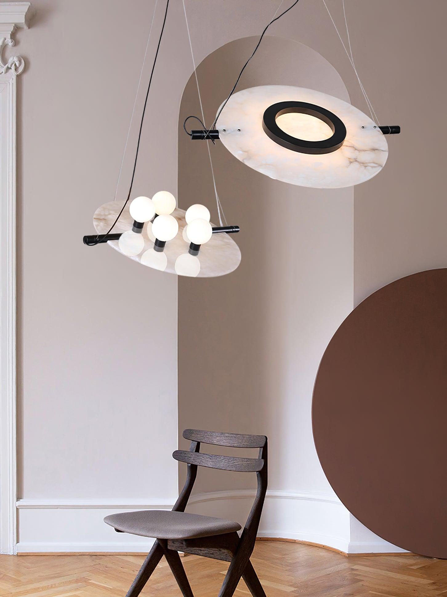 Imirila Scheibenförmig Glas Alabaster Pendelleuchte-Letslighting