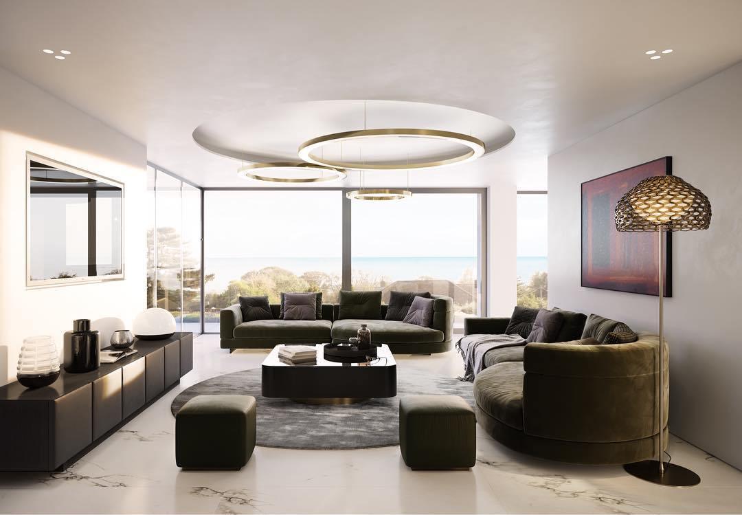 Lustra Pendelleuchte LED Ring Gold Modern 3 Ring-Letslighting