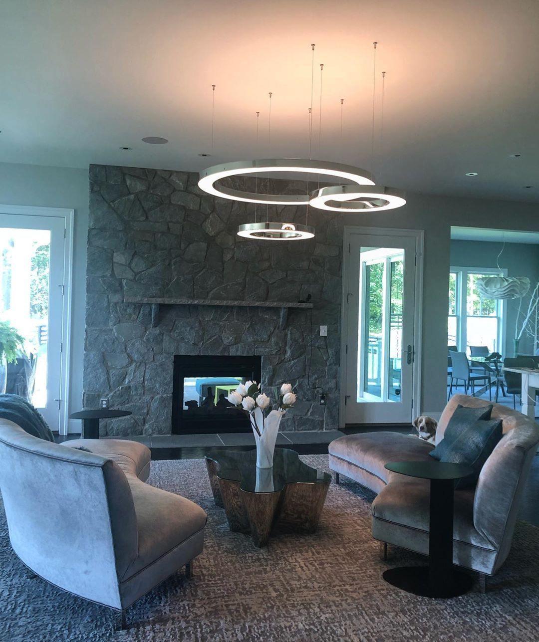 Lustra Pendelleuchte LED Ring Gold Modern 3 Ring-Letslighting
