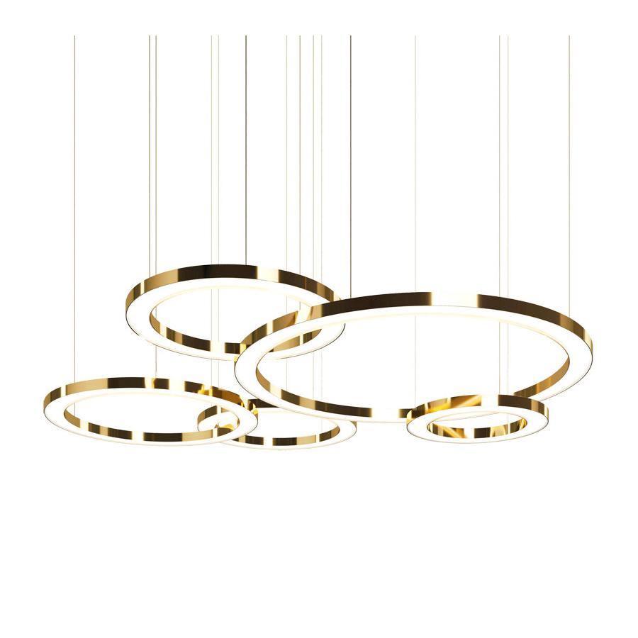Lustra Pendelleuchte LED Ring Gold Modern 3 Ring-Letslighting