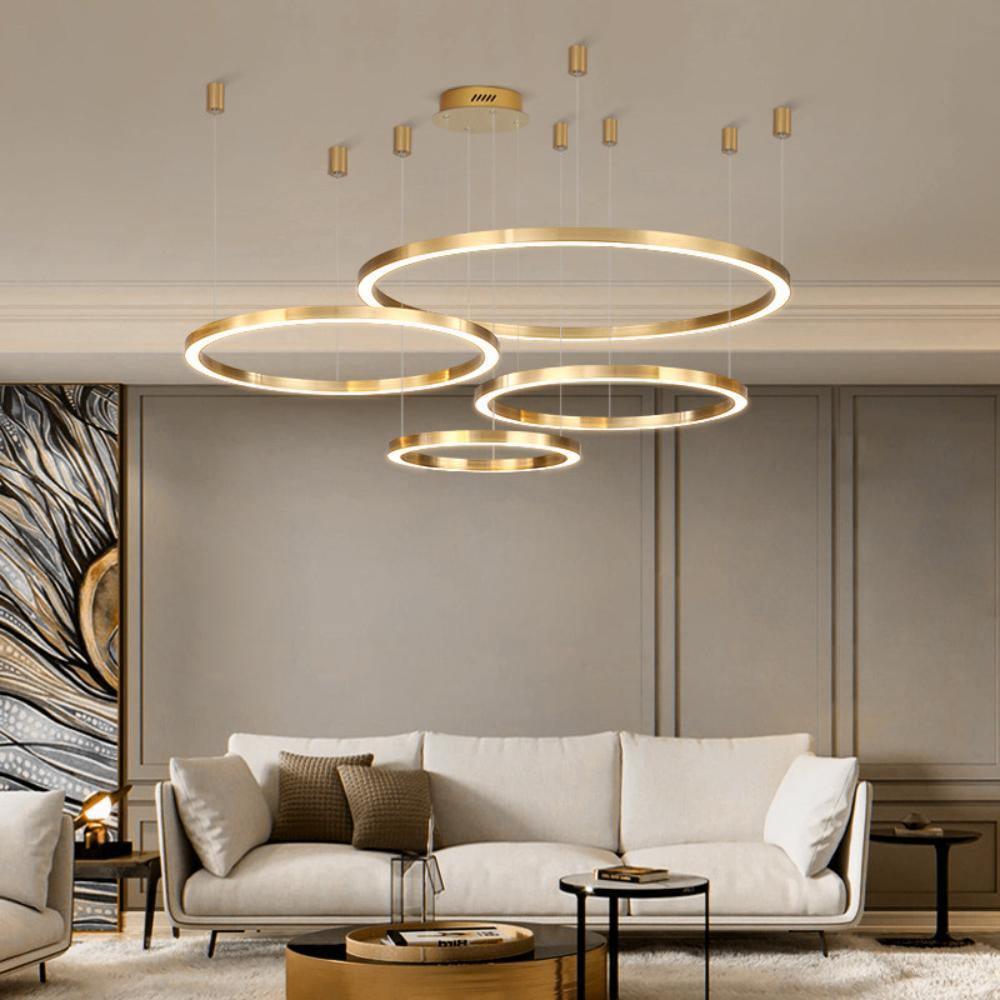 Lustra Pendelleuchte LED Ring Gold Modern 3 Ring-Letslighting