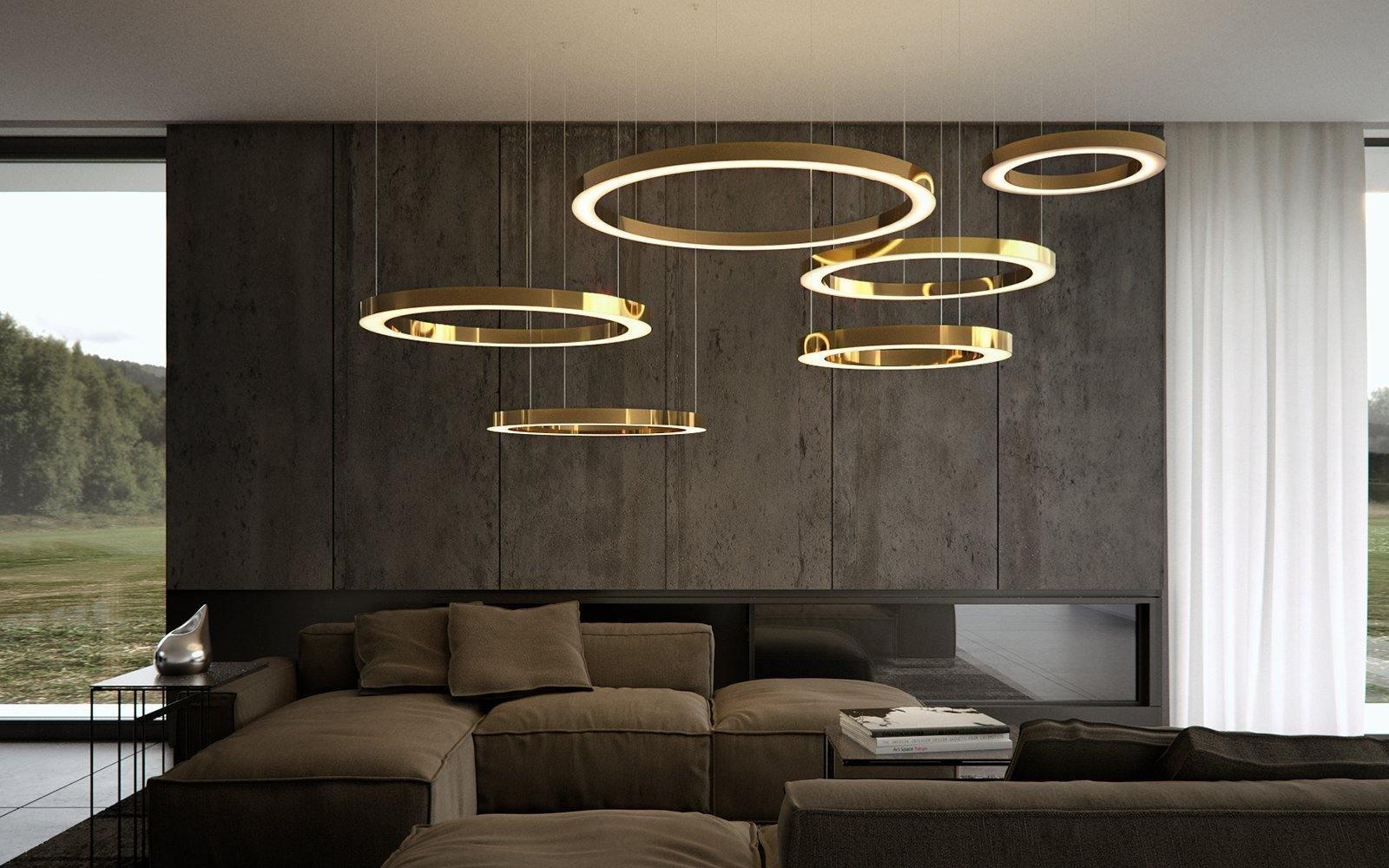 Lustra Pendelleuchte LED Ring Gold Modern 3 Ring-Letslighting