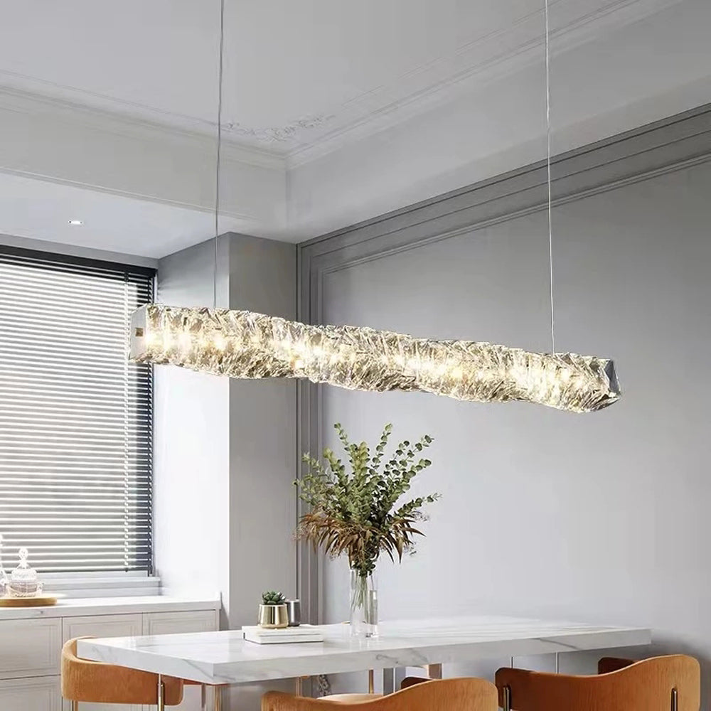 Kristy Vintage Linear LED Pendelleuchte Gold/Silber Esstisch/Schlaf/Wohnzimmer 100-120-150cm Metall Kristall