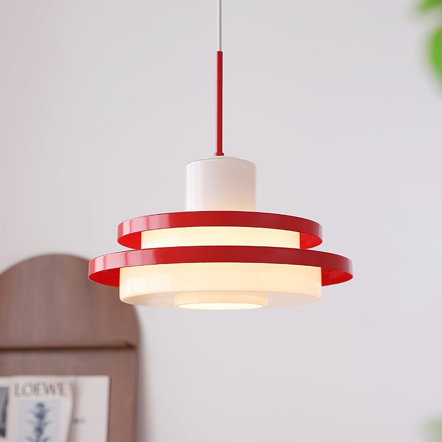 Eviso Pendelleuchte Retro Rot Und Weiß Auffällig Modern-Letslighting