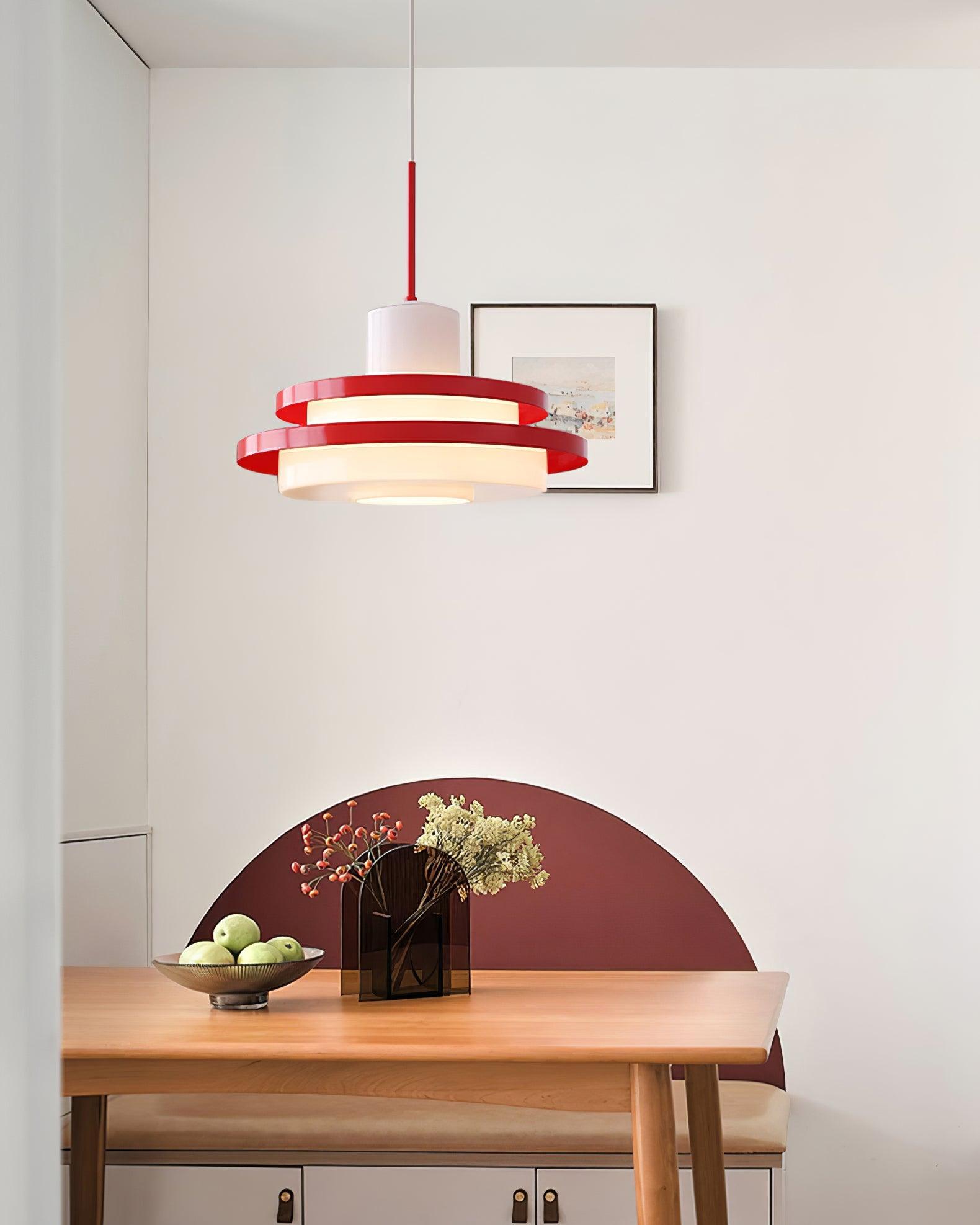 Eviso Pendelleuchte Retro Rot Und Weiß Auffällig Modern-Letslighting