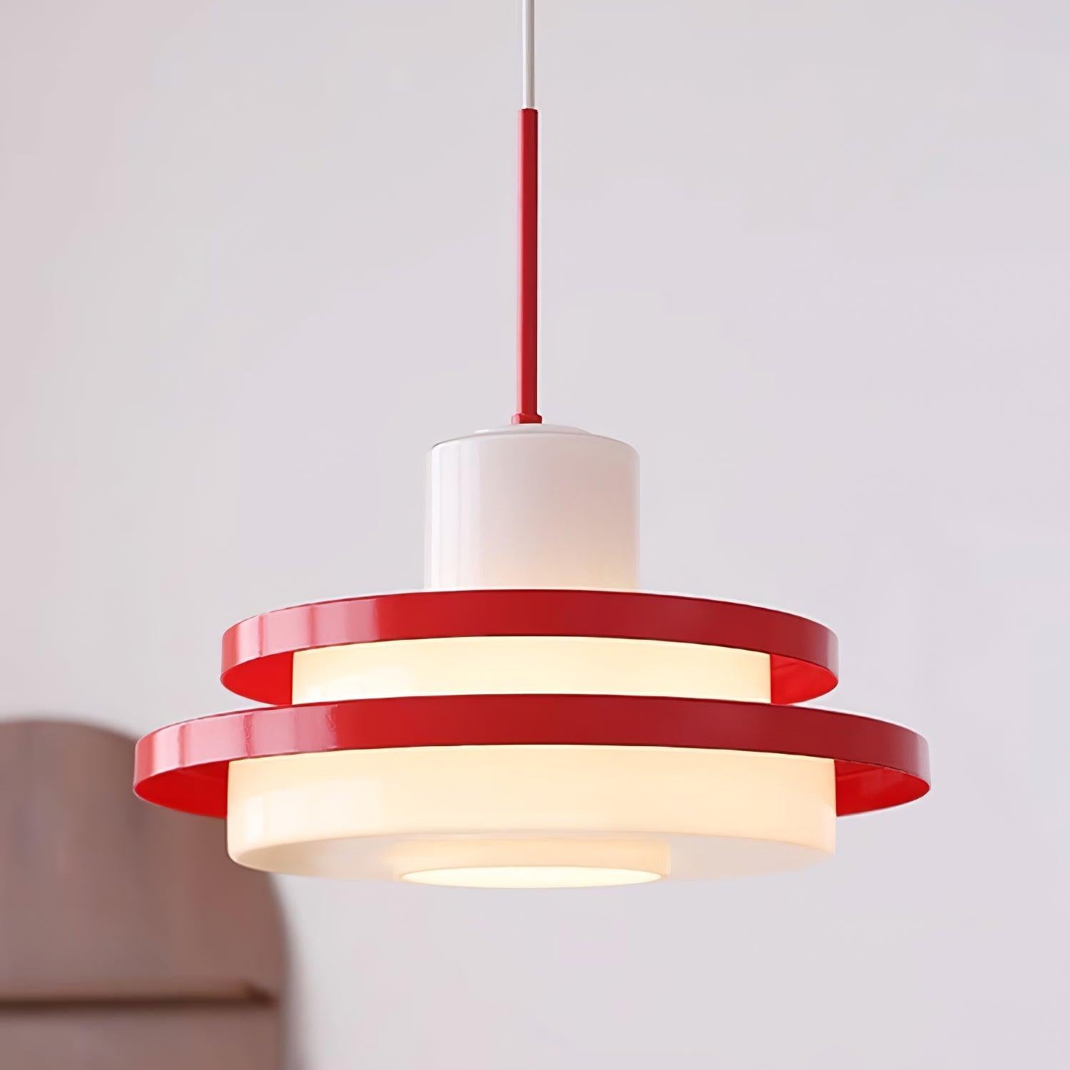 Eviso Pendelleuchte Retro Rot Und Weiß Auffällig Modern-Letslighting