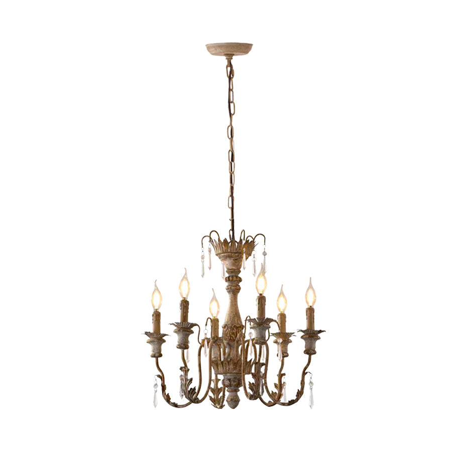 Elmarisra Vintage Luxus Massivholz geschnitzter Kronleuchter-Letslighting