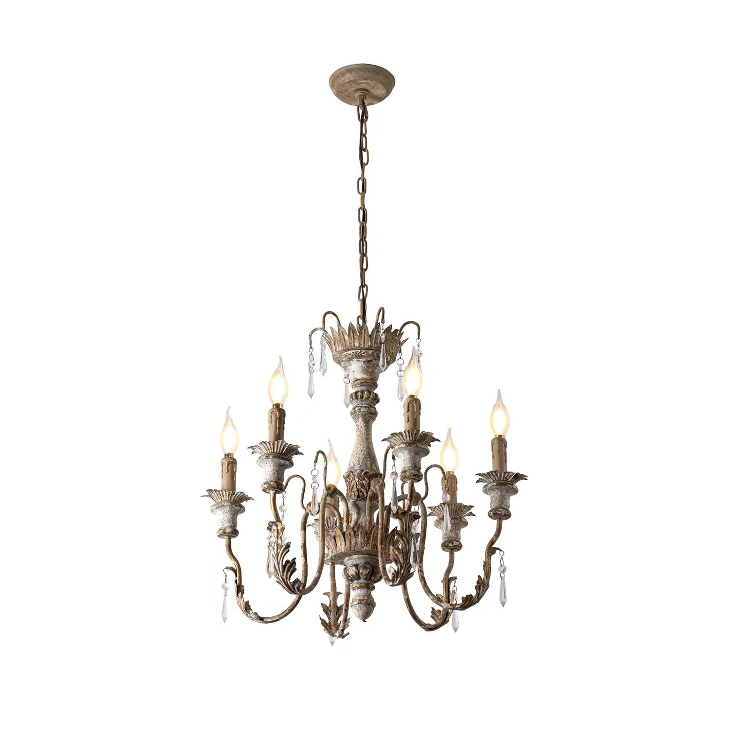 Elmarisra Vintage Luxus Massivholz geschnitzter Kronleuchter-Letslighting