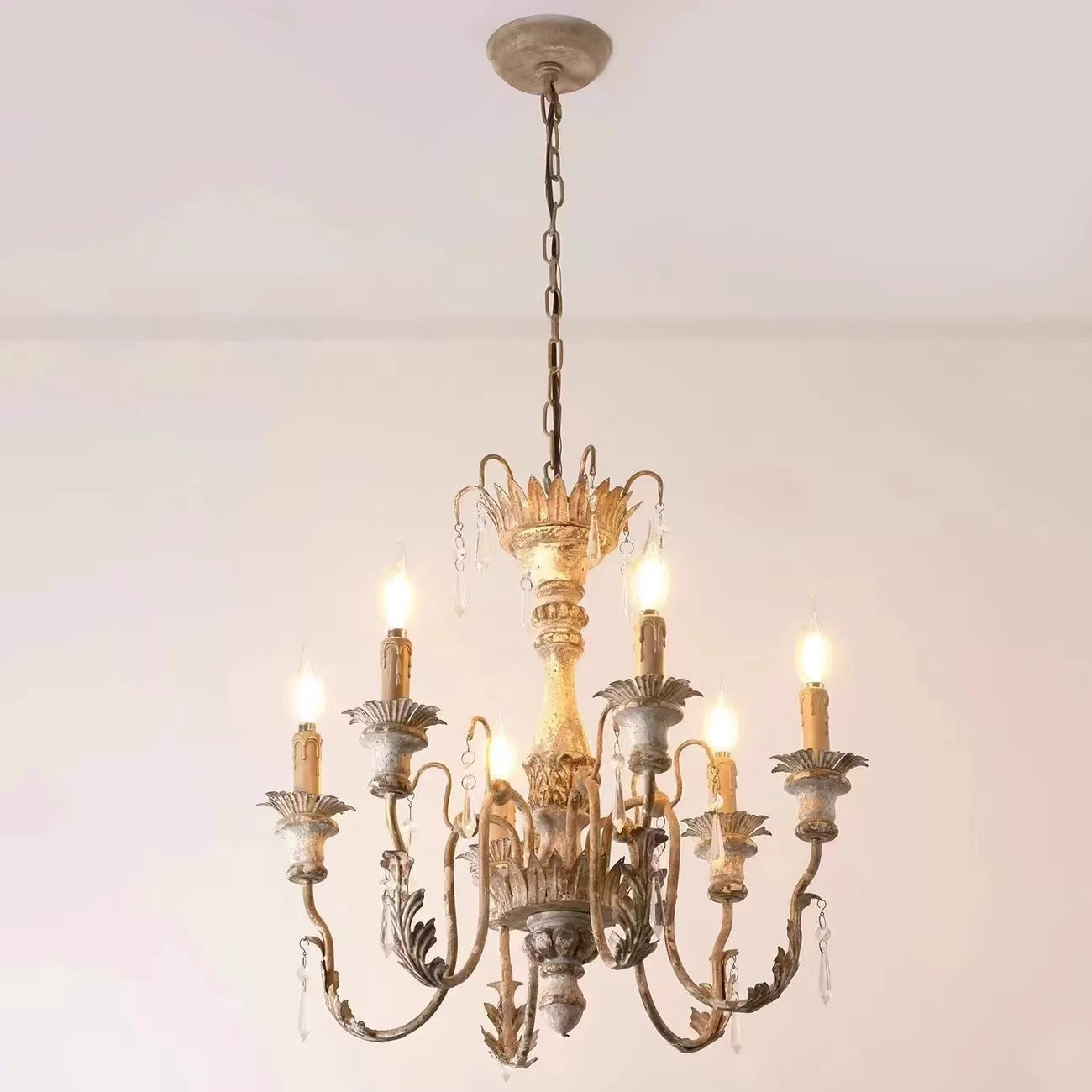 Elmarisra Vintage Luxus Massivholz geschnitzter Kronleuchter-Letslighting