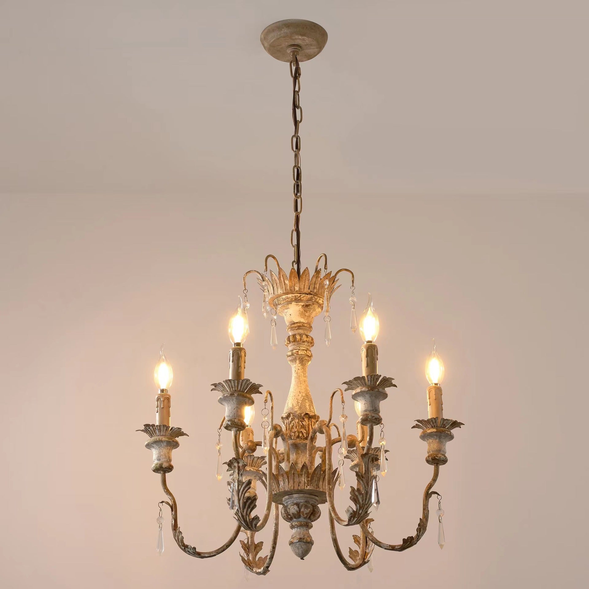 Elmarisra Vintage Luxus Massivholz geschnitzter Kronleuchter-Letslighting