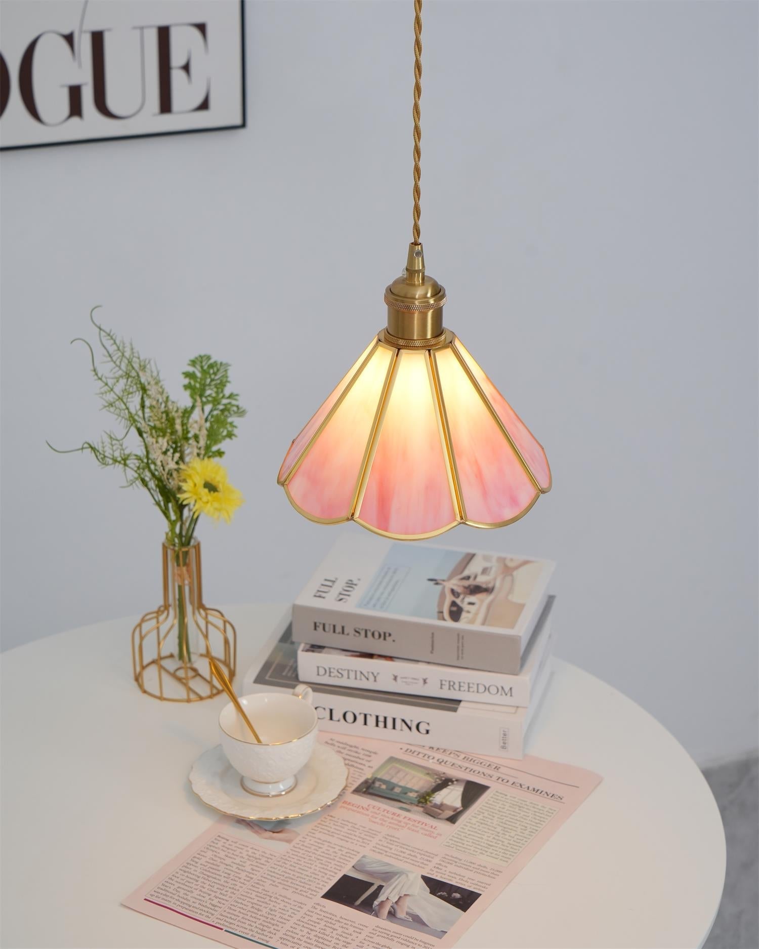 Lione Pink Stained Glass Pendant Light - Letslighting