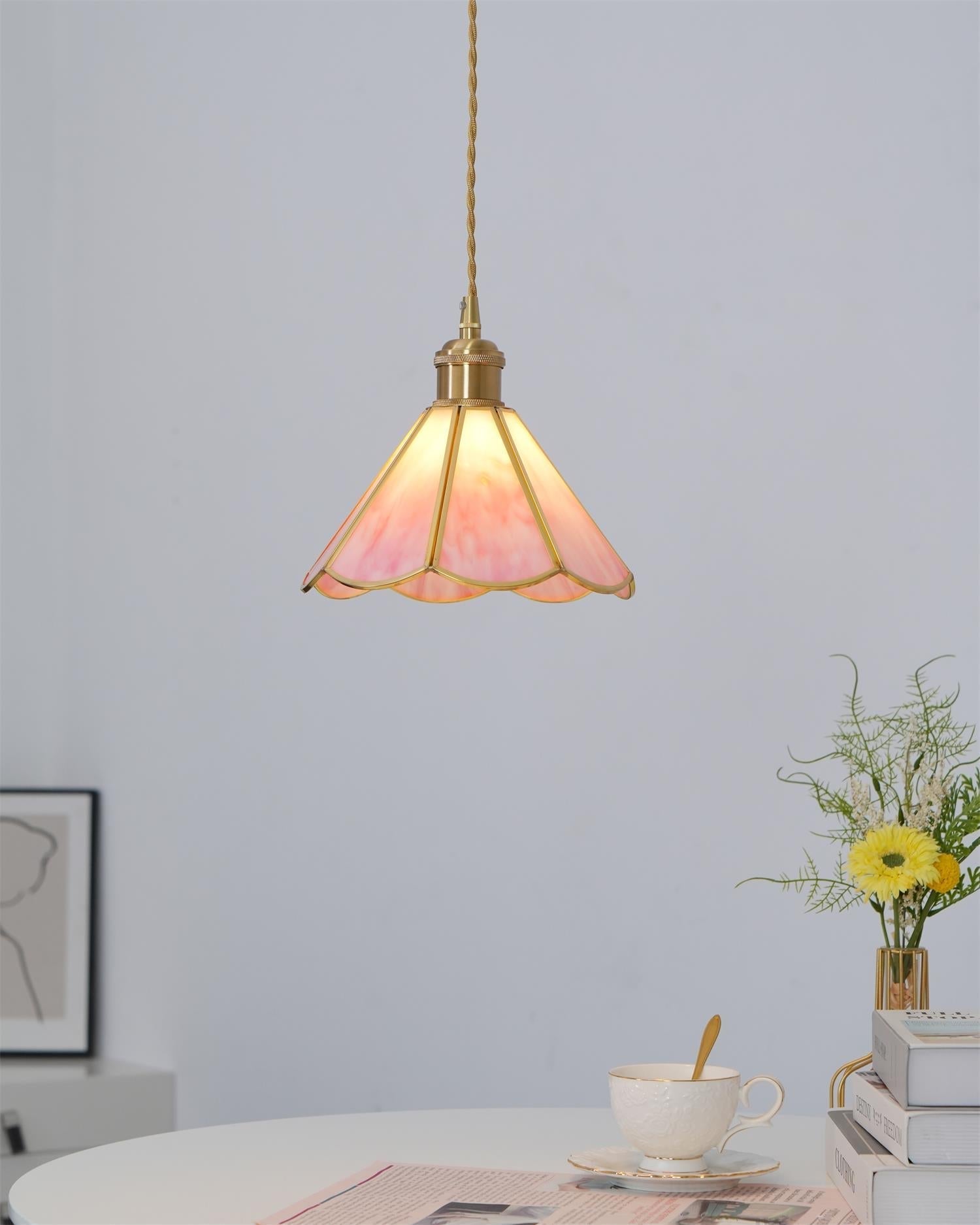 Lione Pink Buntglas-Pendelleuchte-Letslighting