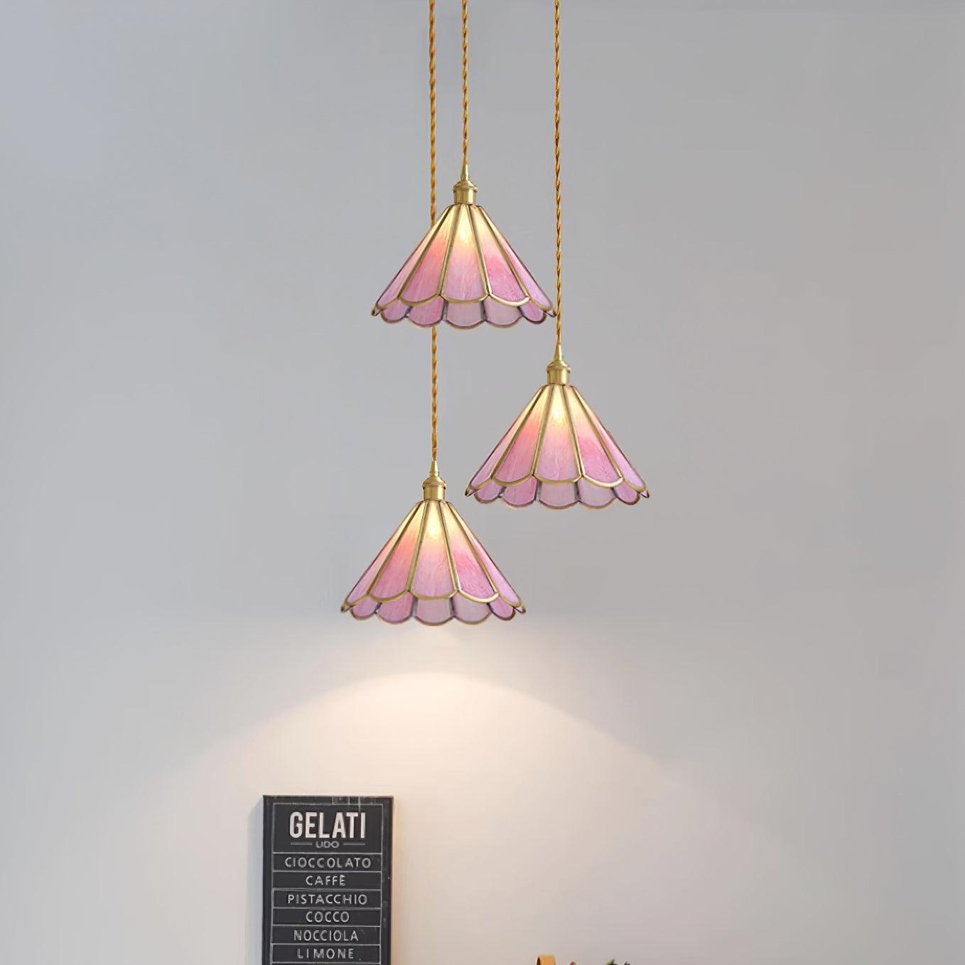 Lione Pink Buntglas-Pendelleuchte-Letslighting