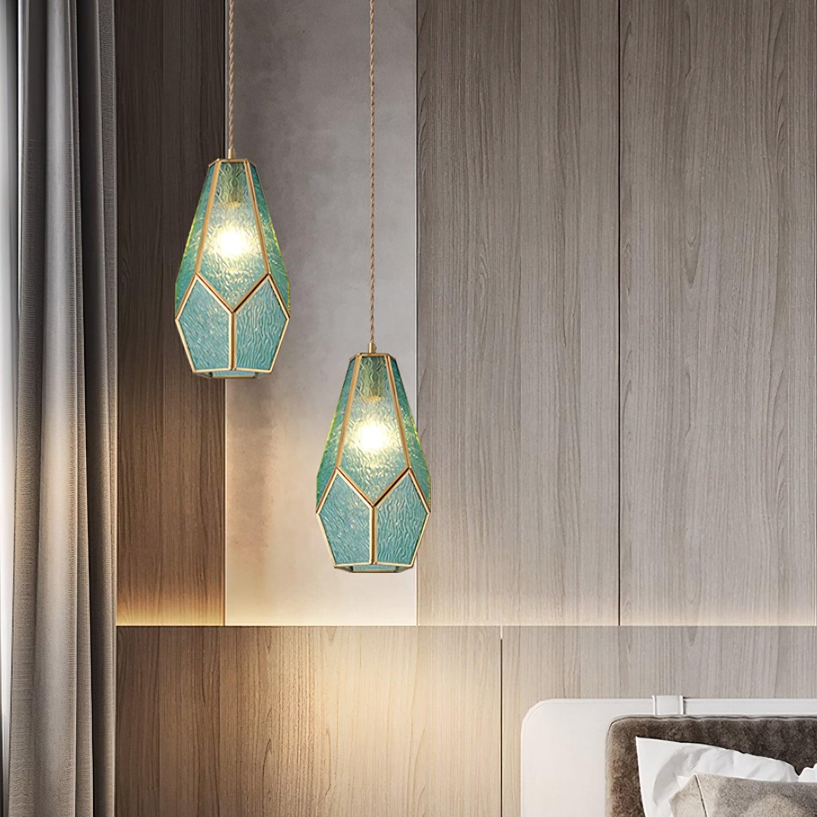Lione Pink Buntglas-Pendelleuchte-Letslighting