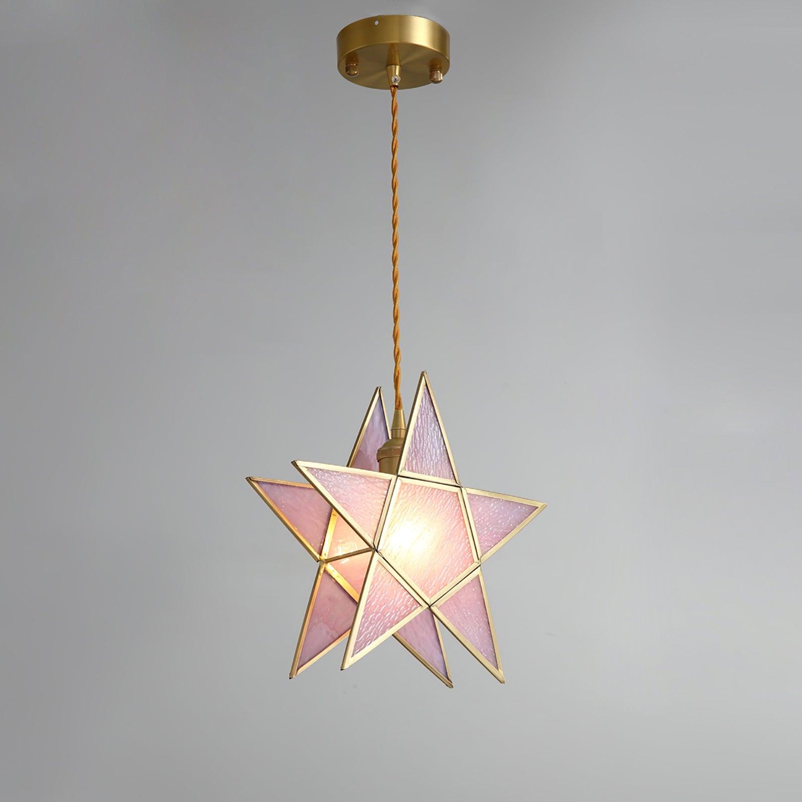 Lione Pink Buntglas-Pendelleuchte-Letslighting