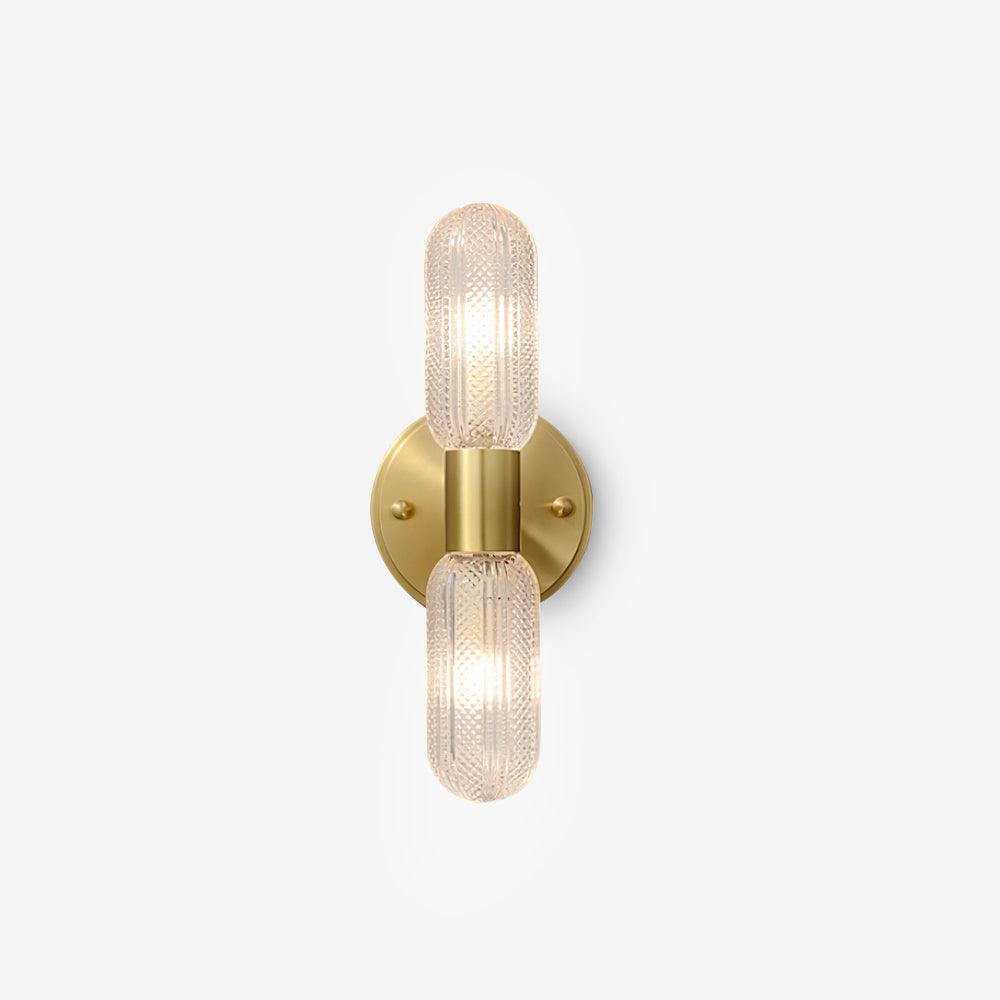 Evania Brass and Textured Glass Double Light Wall Sconce - Letslighting