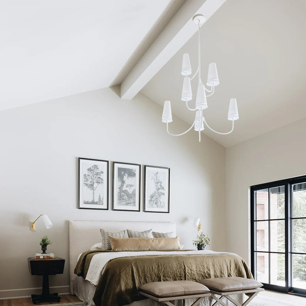 Curaeara Vintage-Industrie-Kronleuchter aus Messing und Stoff-Letslighting