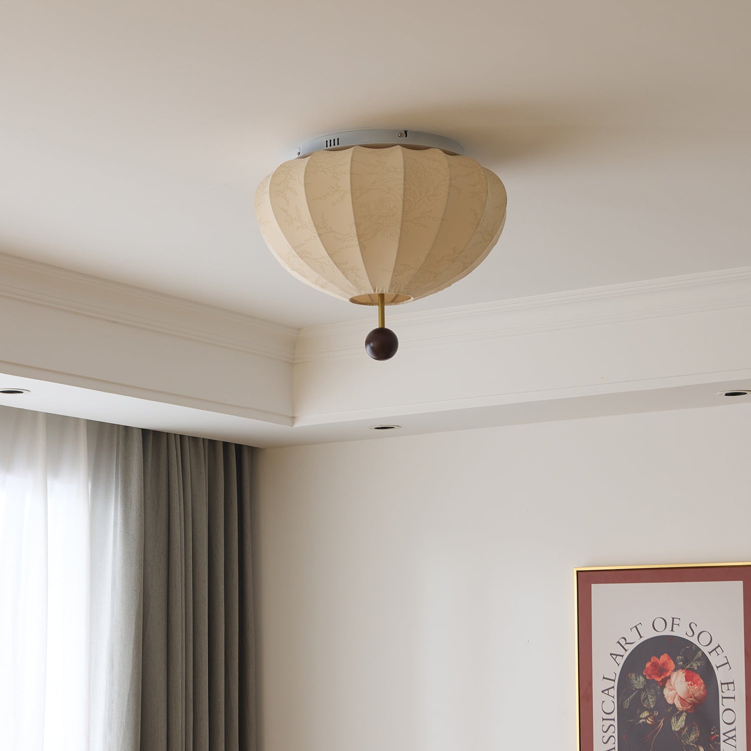 Lustra Deckenleuchte Holz Stoff Laterne-Letslighting