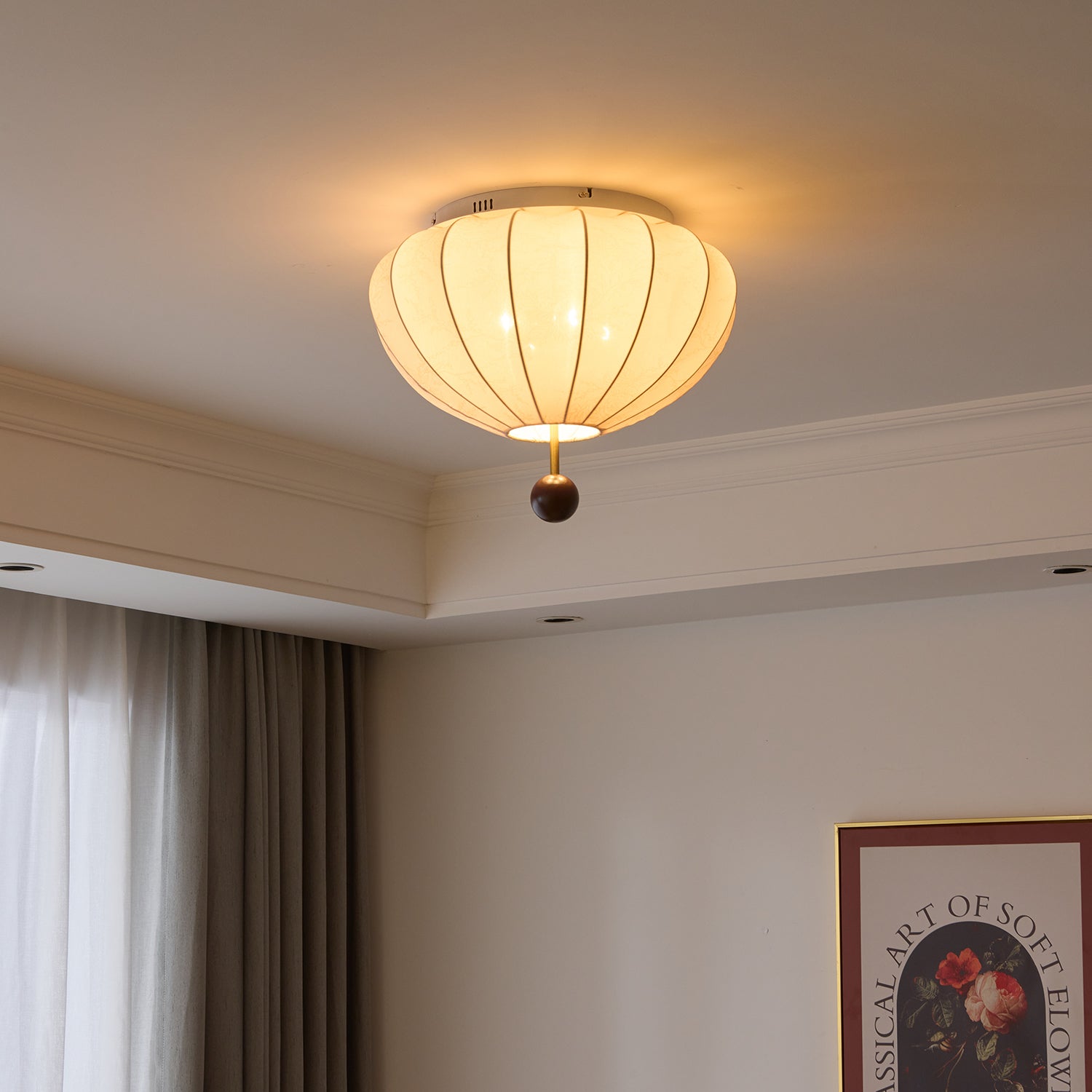 Lustra Deckenleuchte Holz Stoff Laterne-Letslighting
