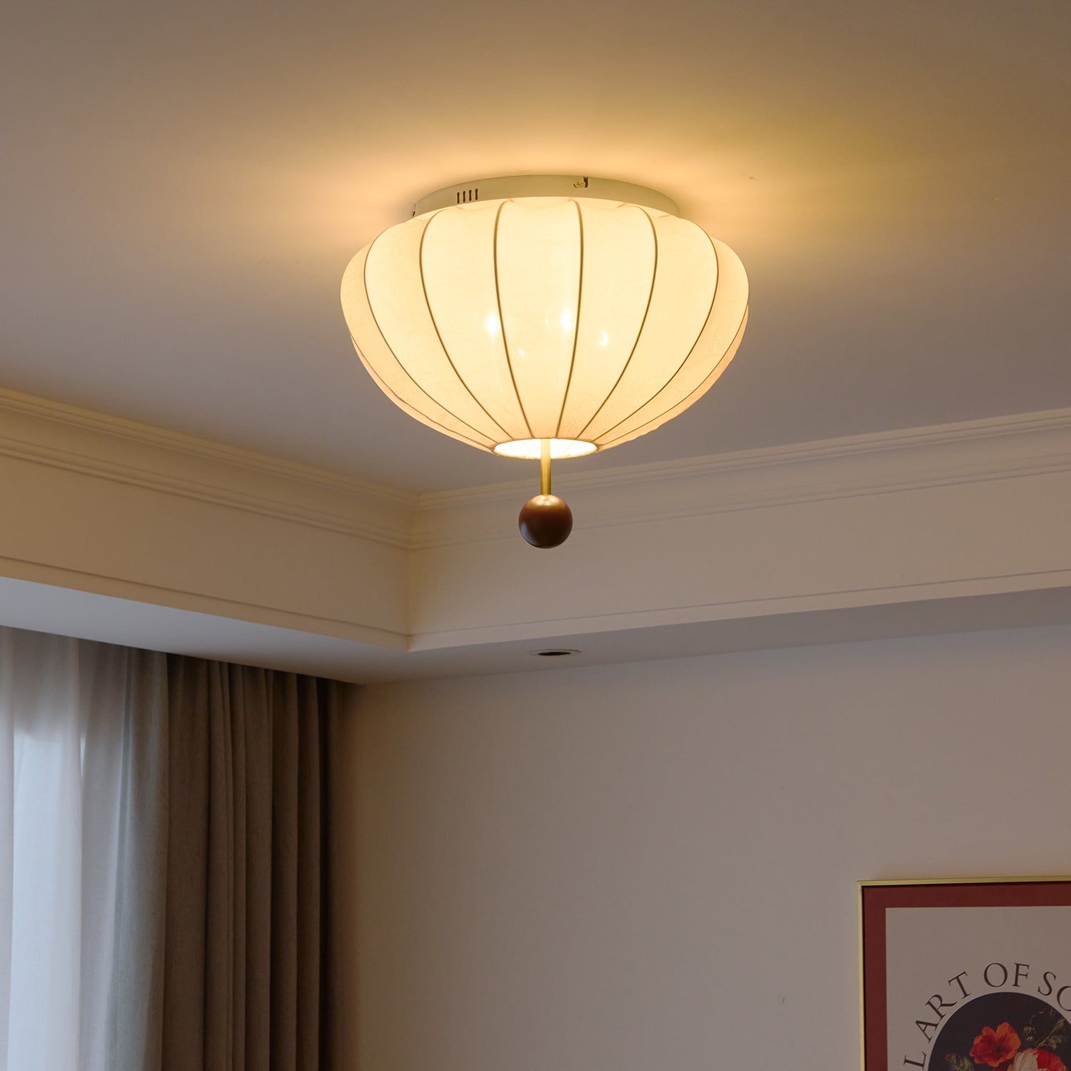 Lustra Deckenleuchte Holz Stoff Laterne-Letslighting