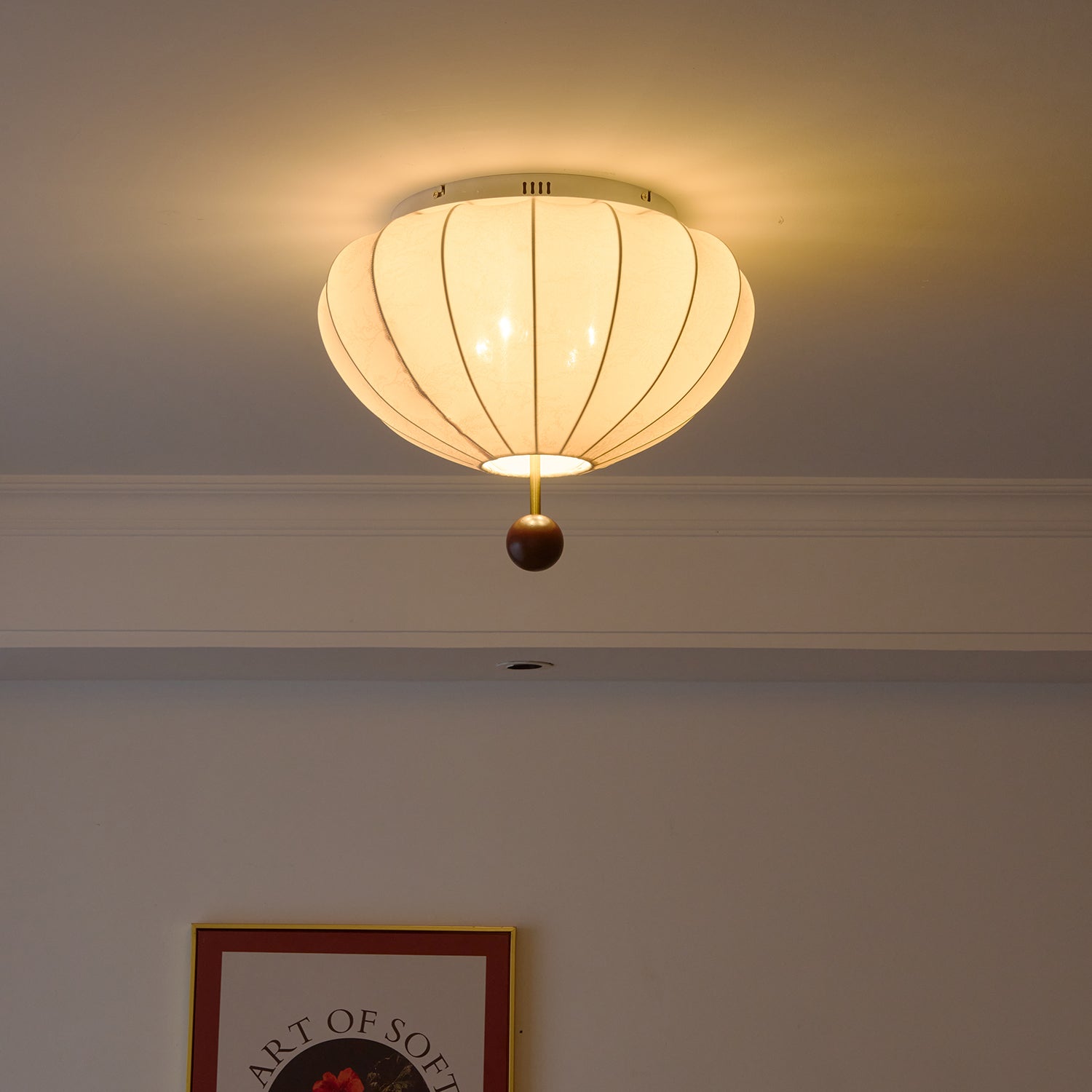 Lustra Deckenleuchte Holz Stoff Laterne-Letslighting