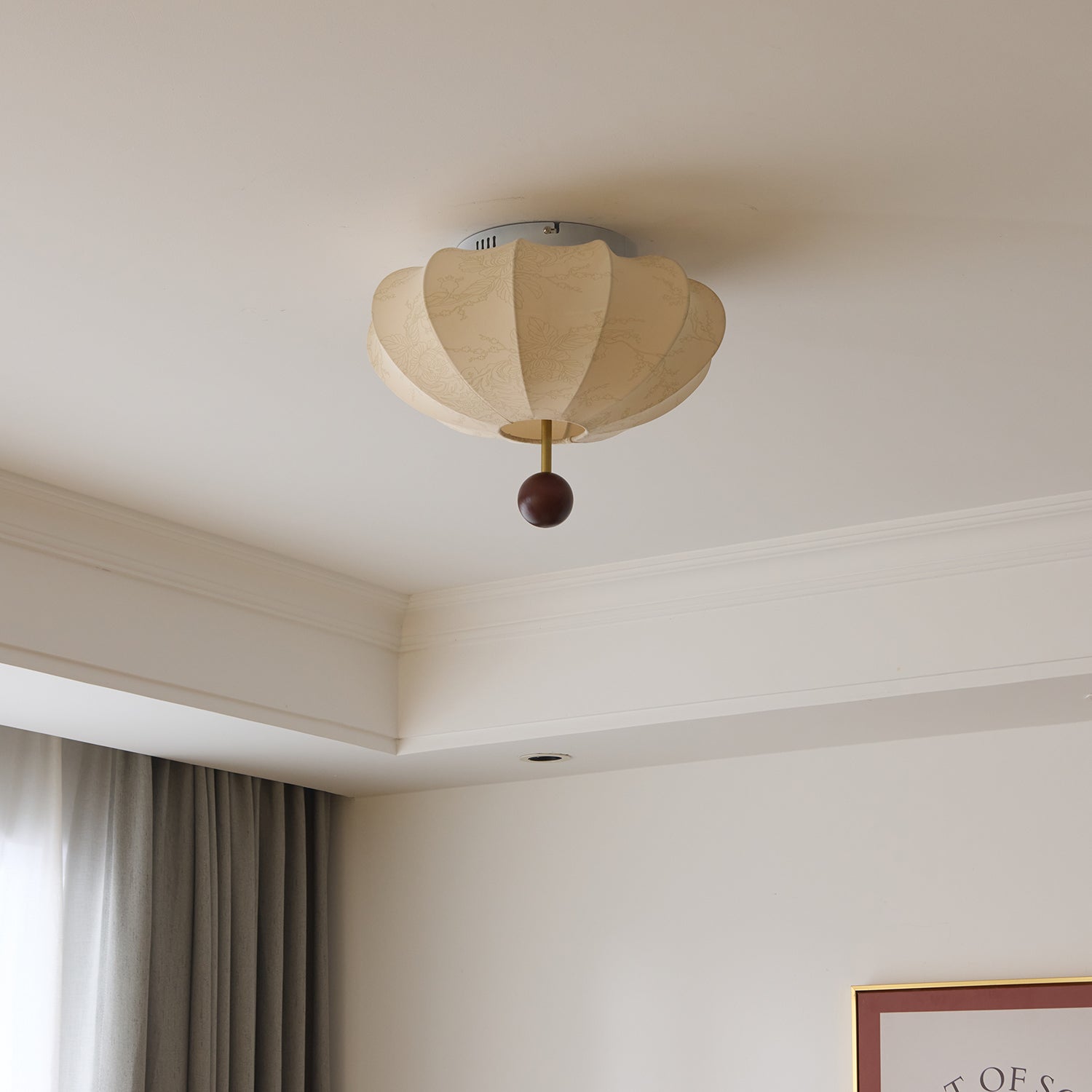 Lustra Deckenleuchte Holz Stoff Laterne-Letslighting