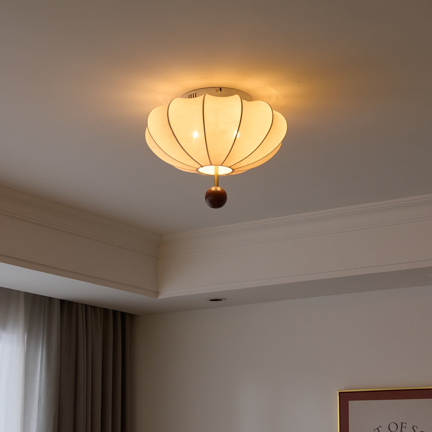 Lustra Deckenleuchte Holz Stoff Laterne-Letslighting