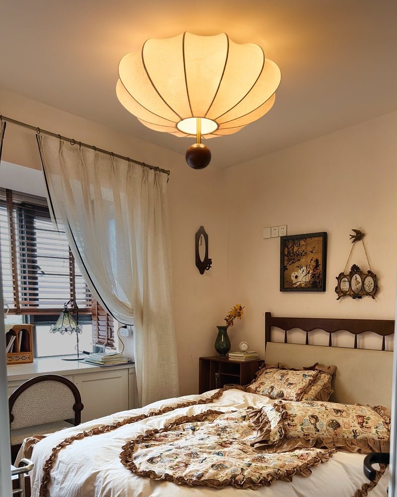 Lustra Deckenleuchte Holz Stoff Laterne-Letslighting