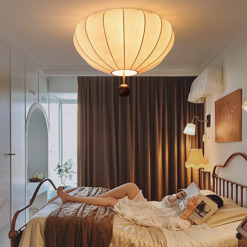 Lustra Deckenleuchte Holz Stoff Laterne-Letslighting