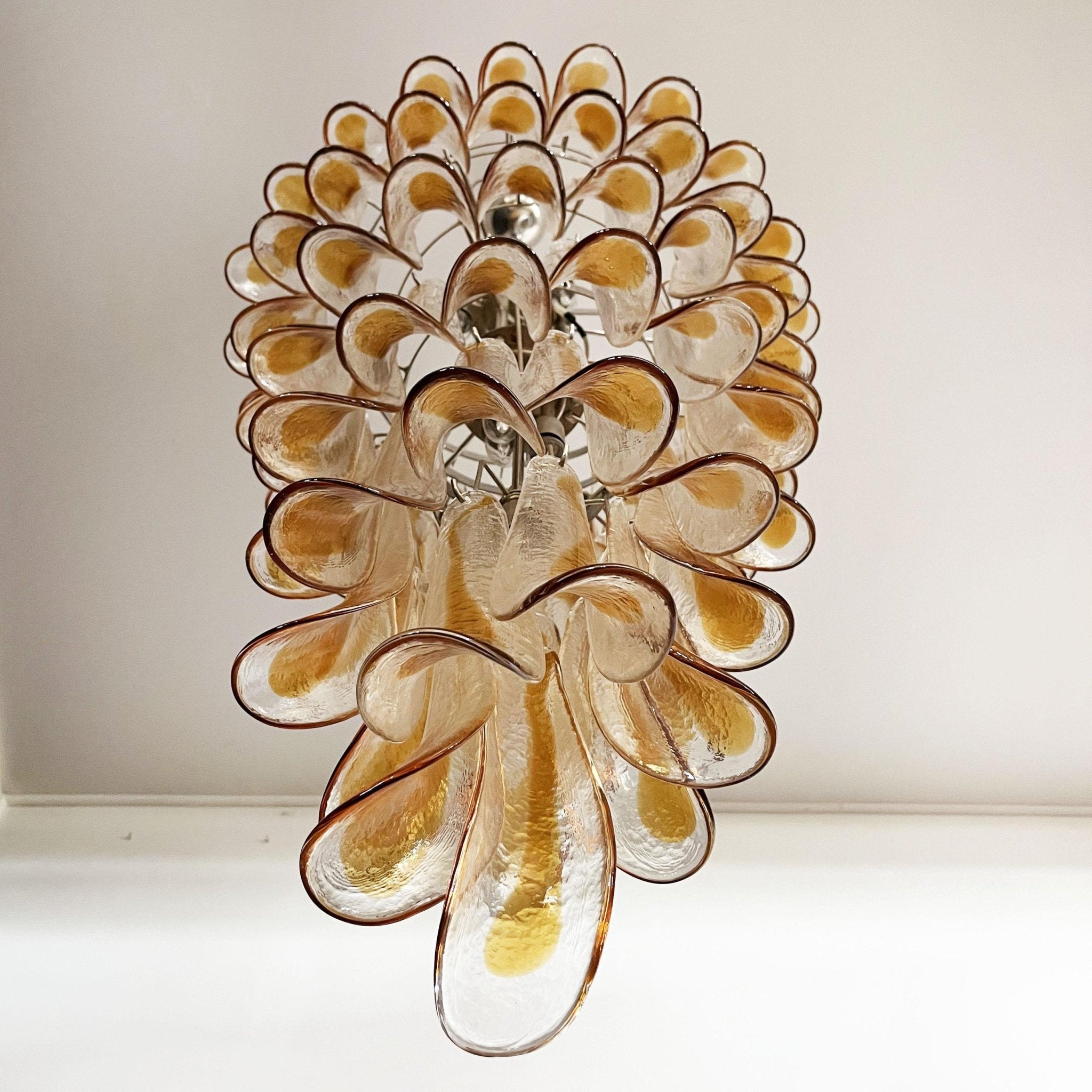 Aurora Chandelier Gold Murano Glass Petals Layered Cascading - Neutralighting