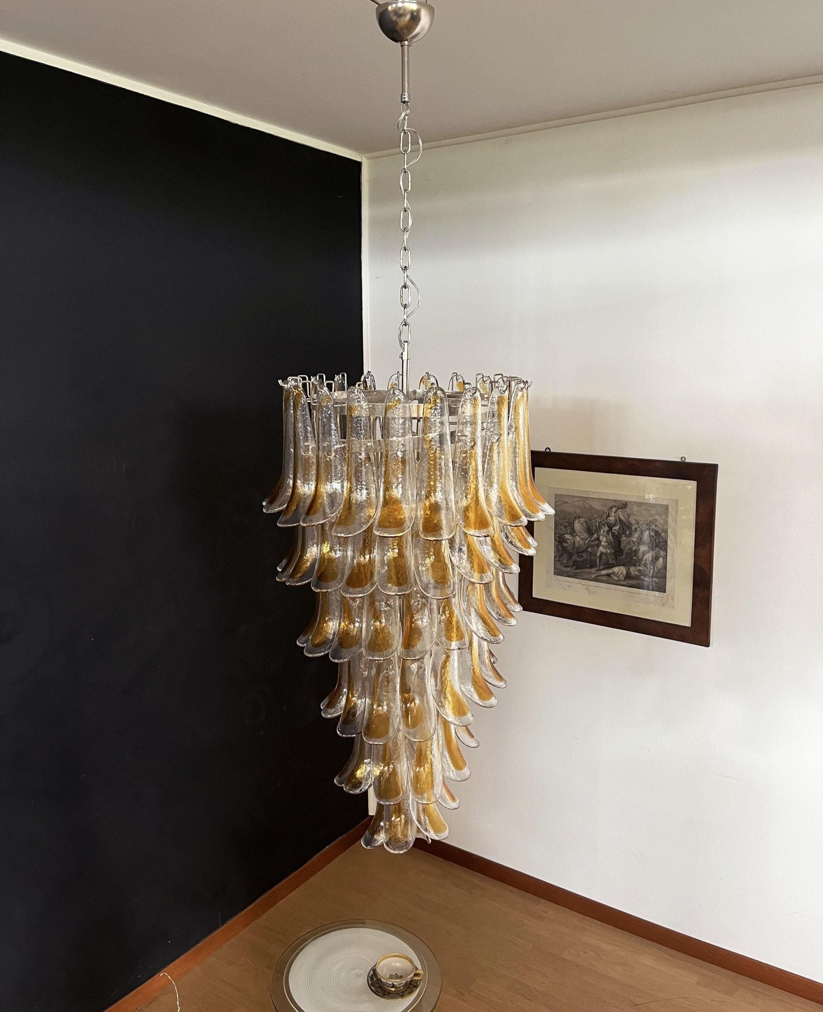 Aurora Chandelier Gold Murano Glass Petals Layered Cascading - Neutralighting