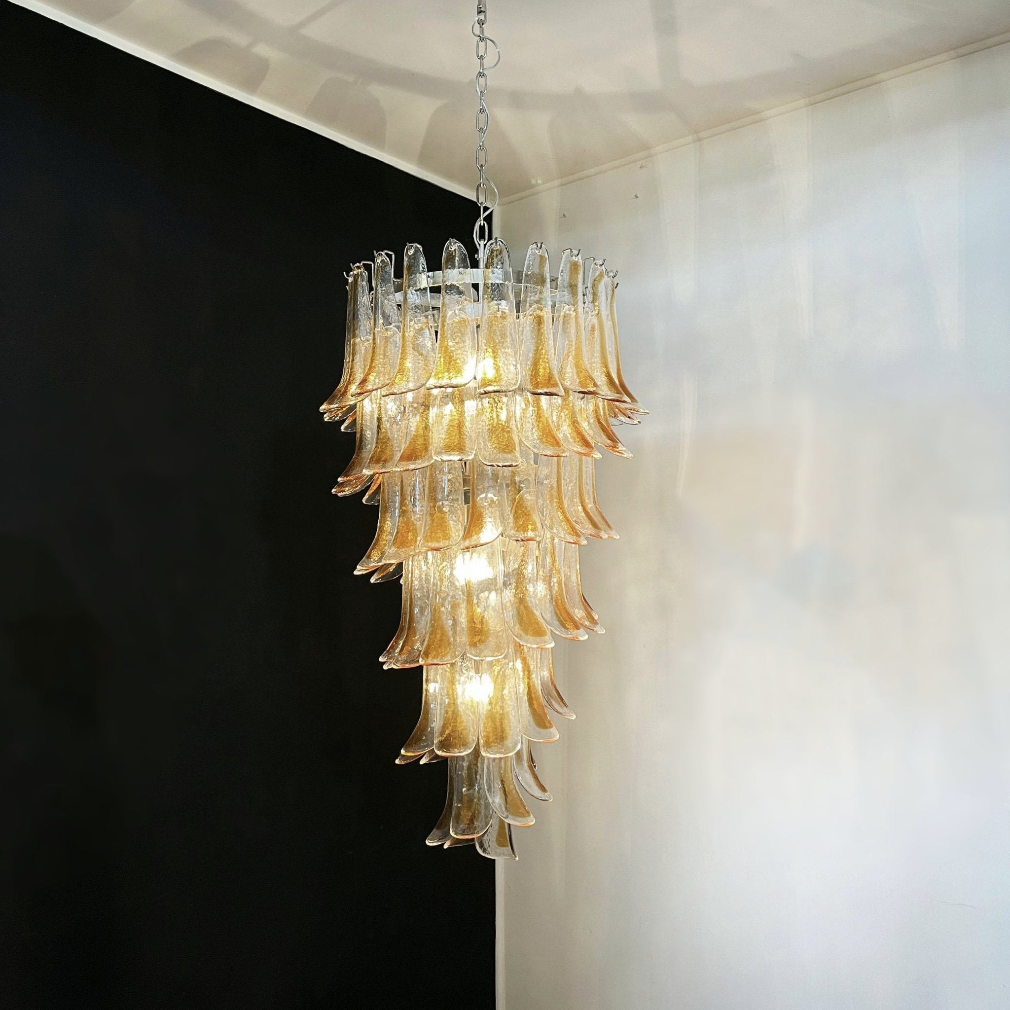 Aurora Chandelier Gold Murano Glass Petals Layered Cascading - Neutralighting