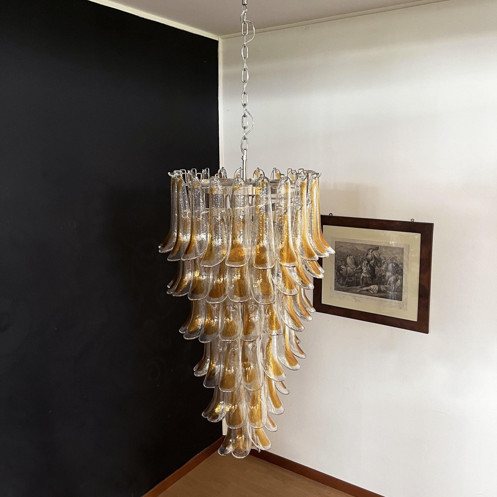Aurora Chandelier Gold Murano Glass Petals Layered Cascading - Neutralighting