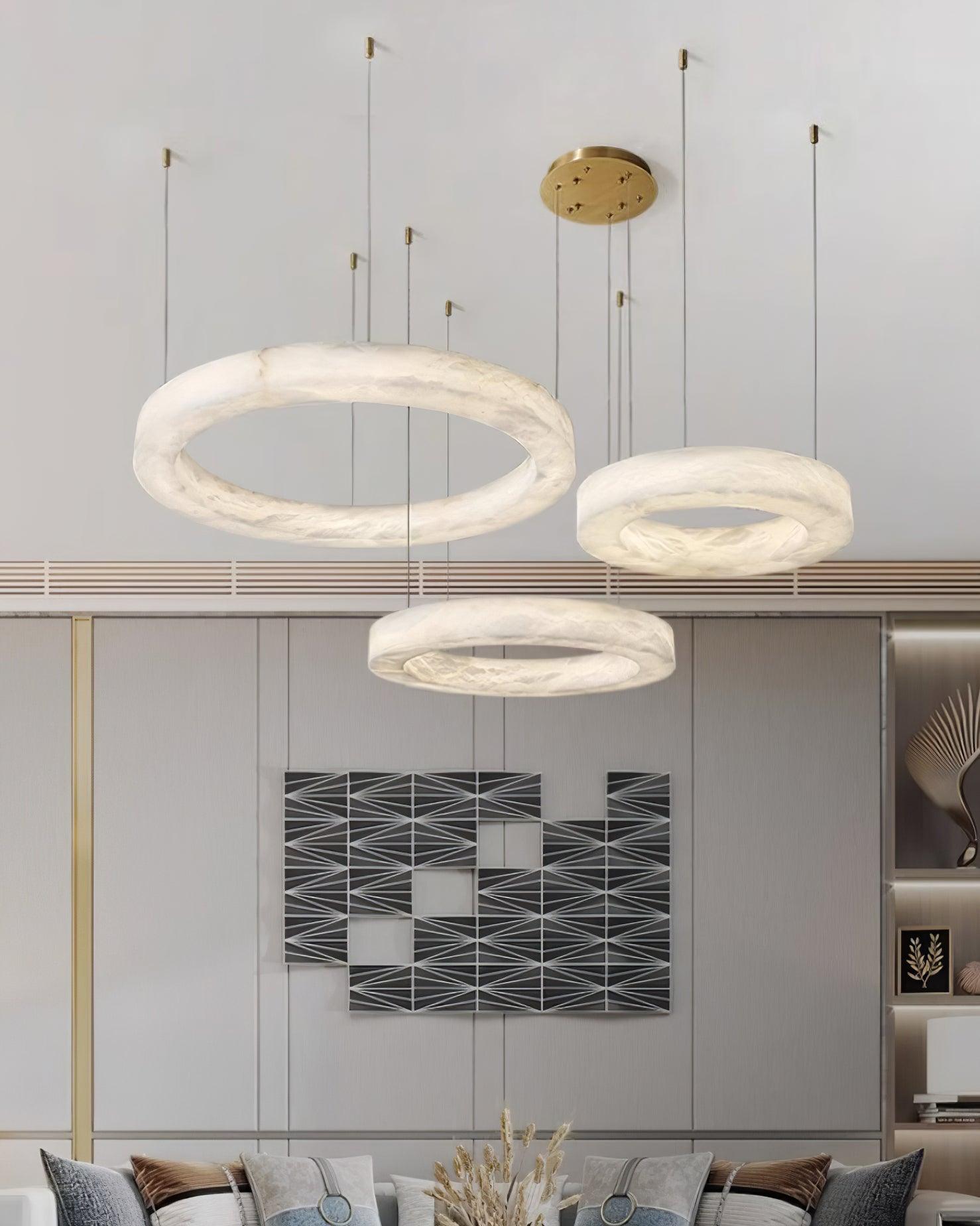 Olloros Alabaster Multi-Ring Pendant Light - Neutralighting