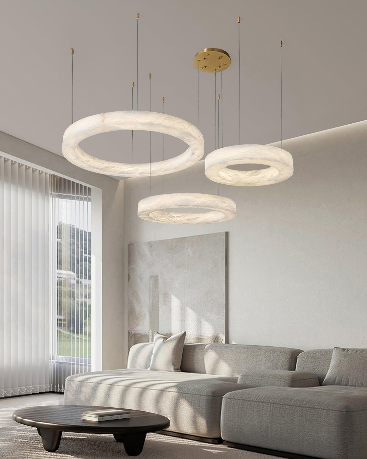 Olloros Alabaster Multi-Ring Pendant Light - Neutralighting