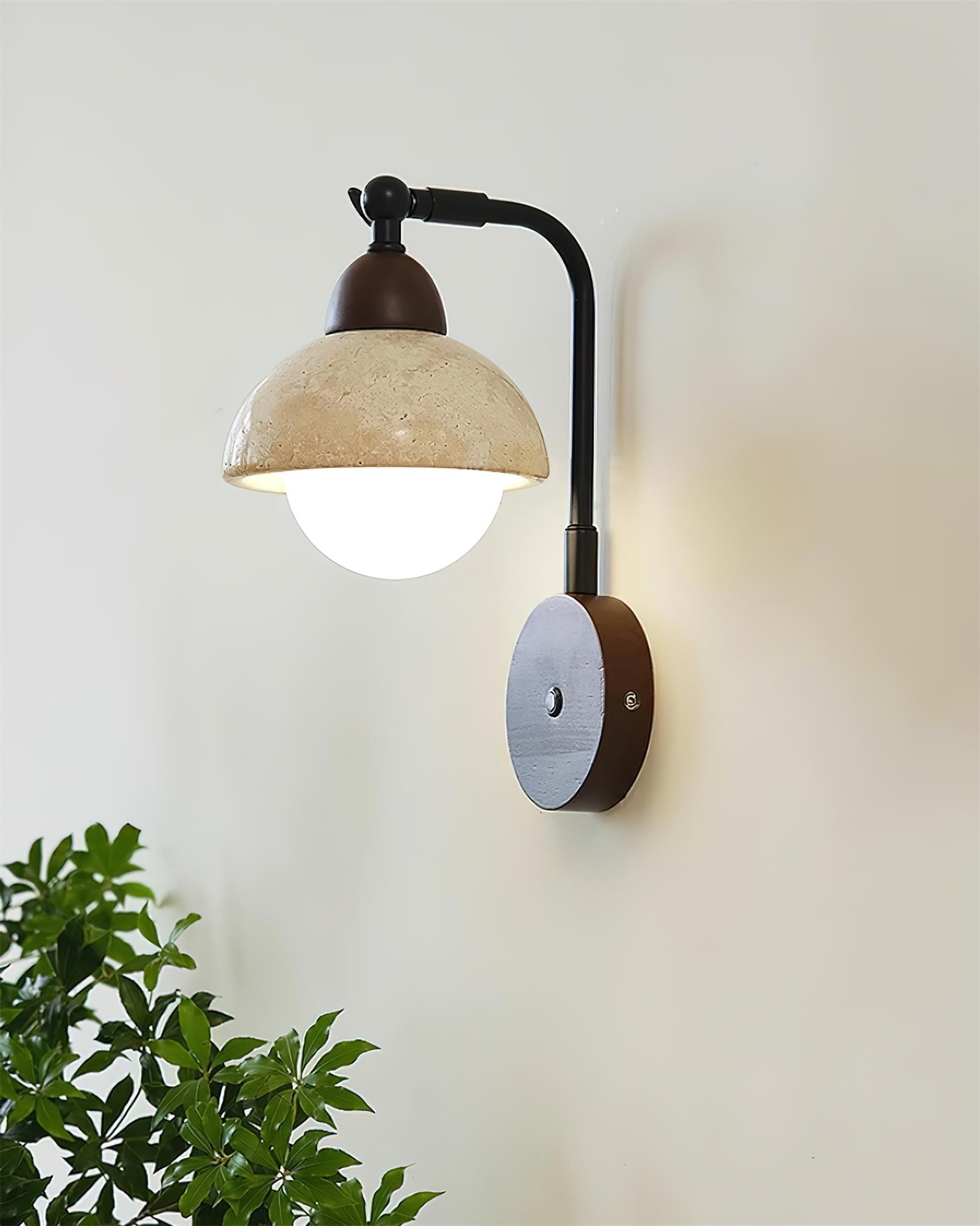 Solaro Wall Light Travertine White Opalescent Globe - Letslighting