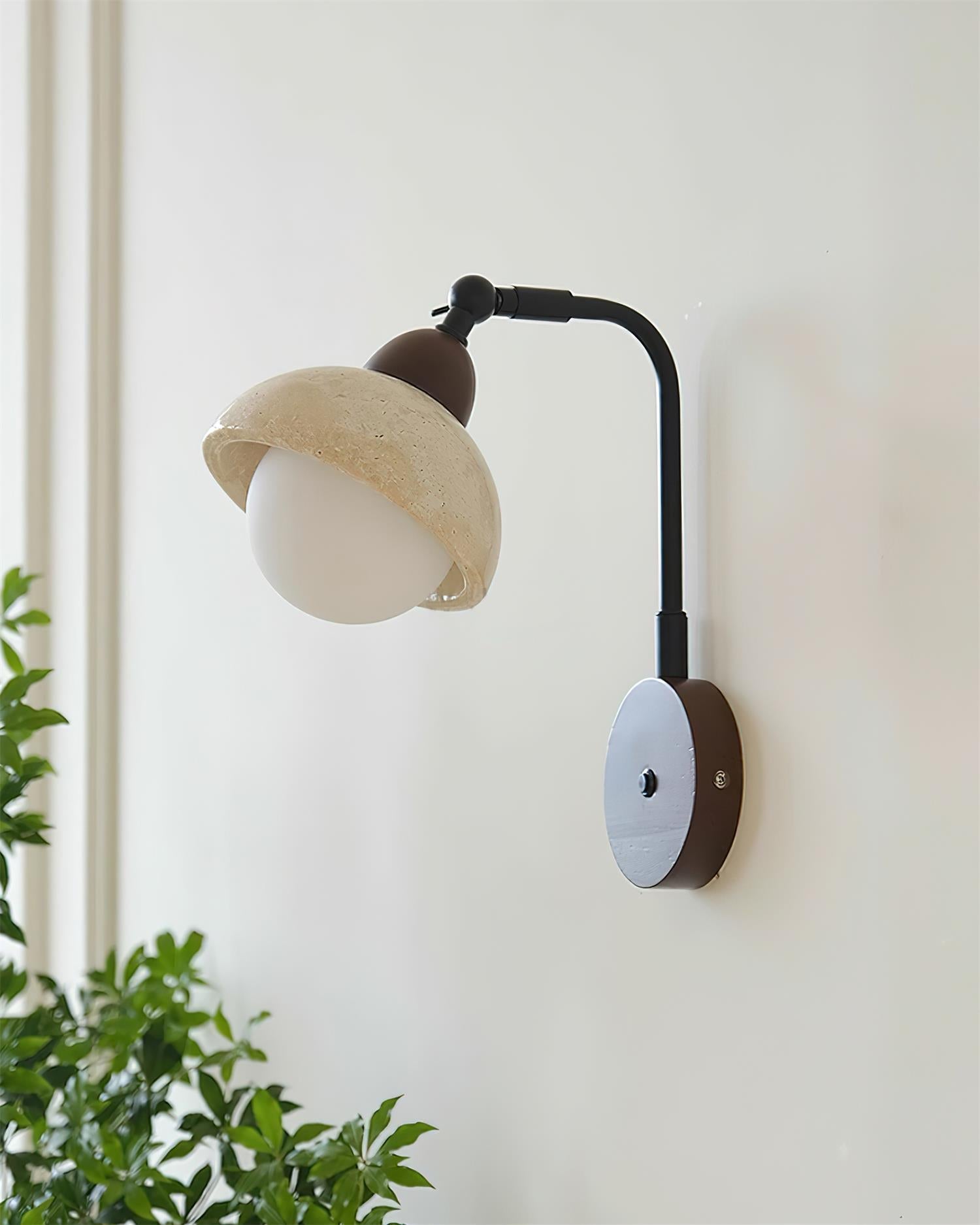 Solaro Wall Light Travertine White Opalescent Globe - Letslighting