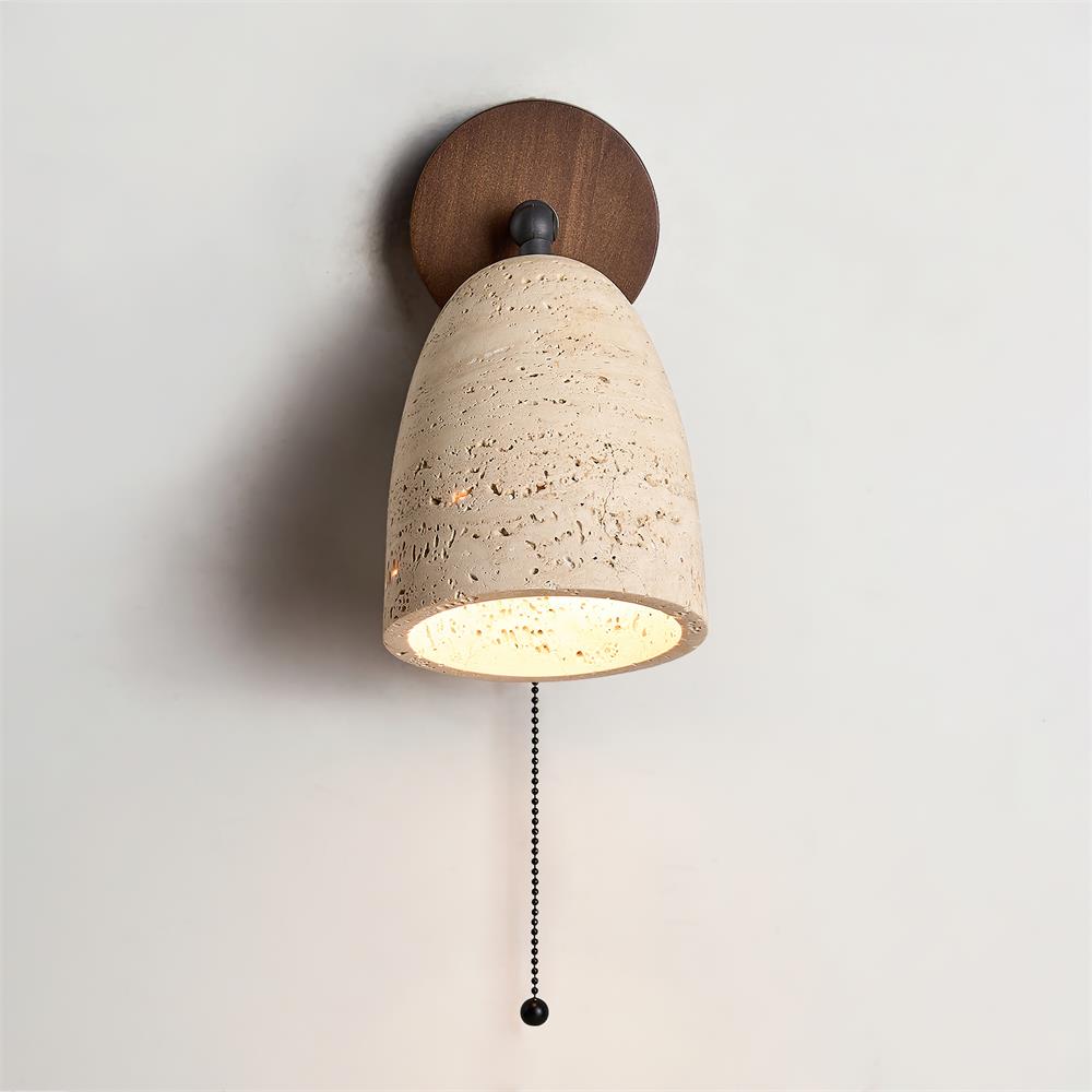 Solaro Wall Lamp Travertine with pull chain - Letslighting