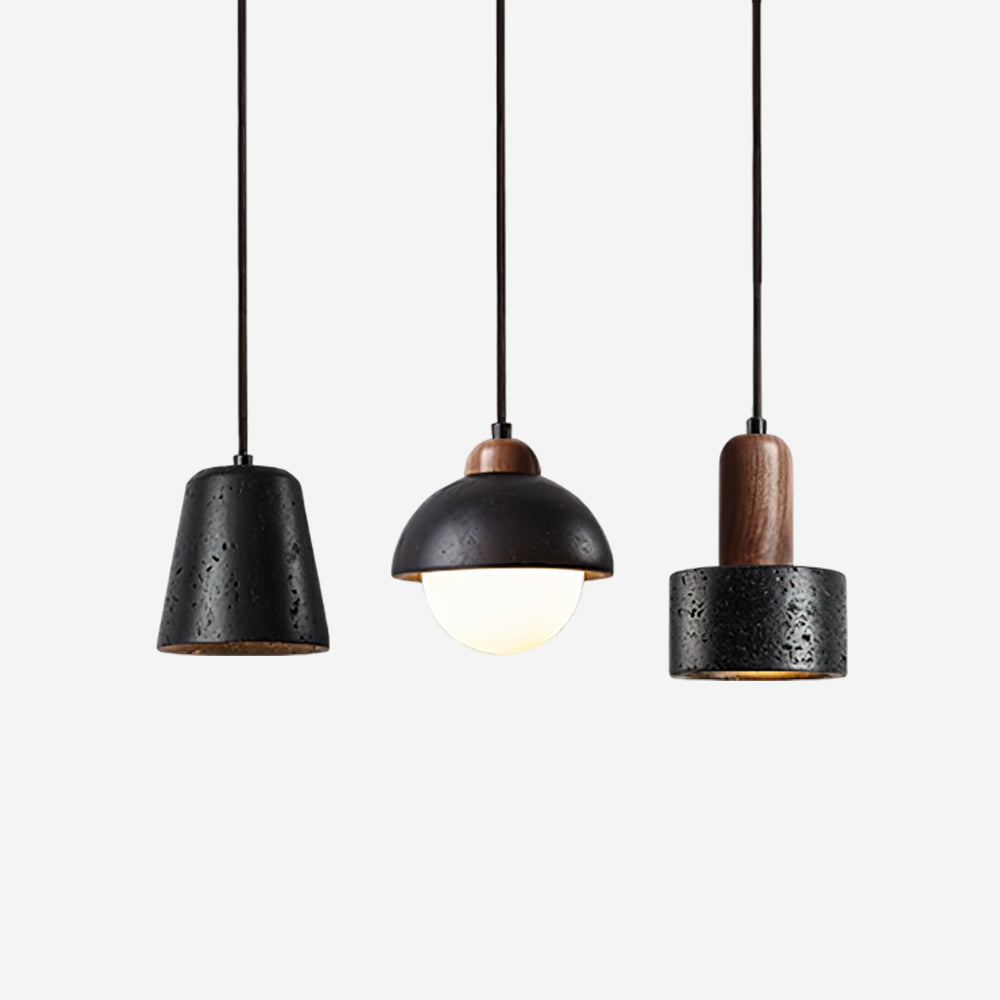 Ritta Black Travertine Pendant Light Set - Letslighting