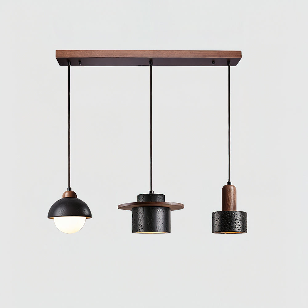 Ritta Black Travertine Pendant Light Set - Letslighting